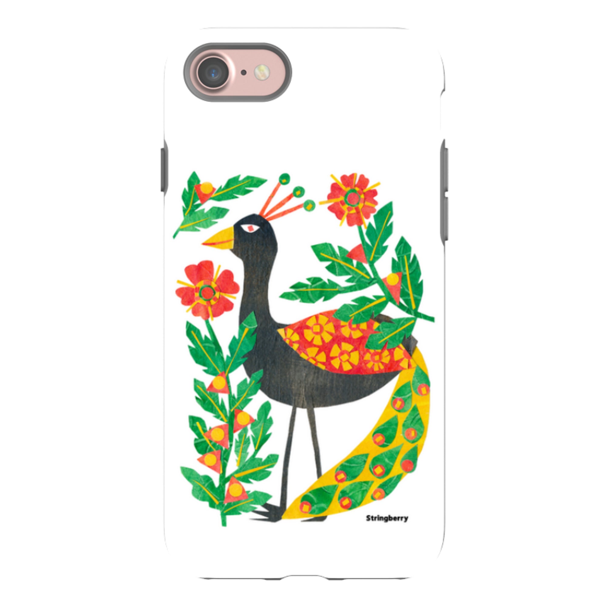 iPhone Tough Case - Folk Floral Peahen By Tracey English