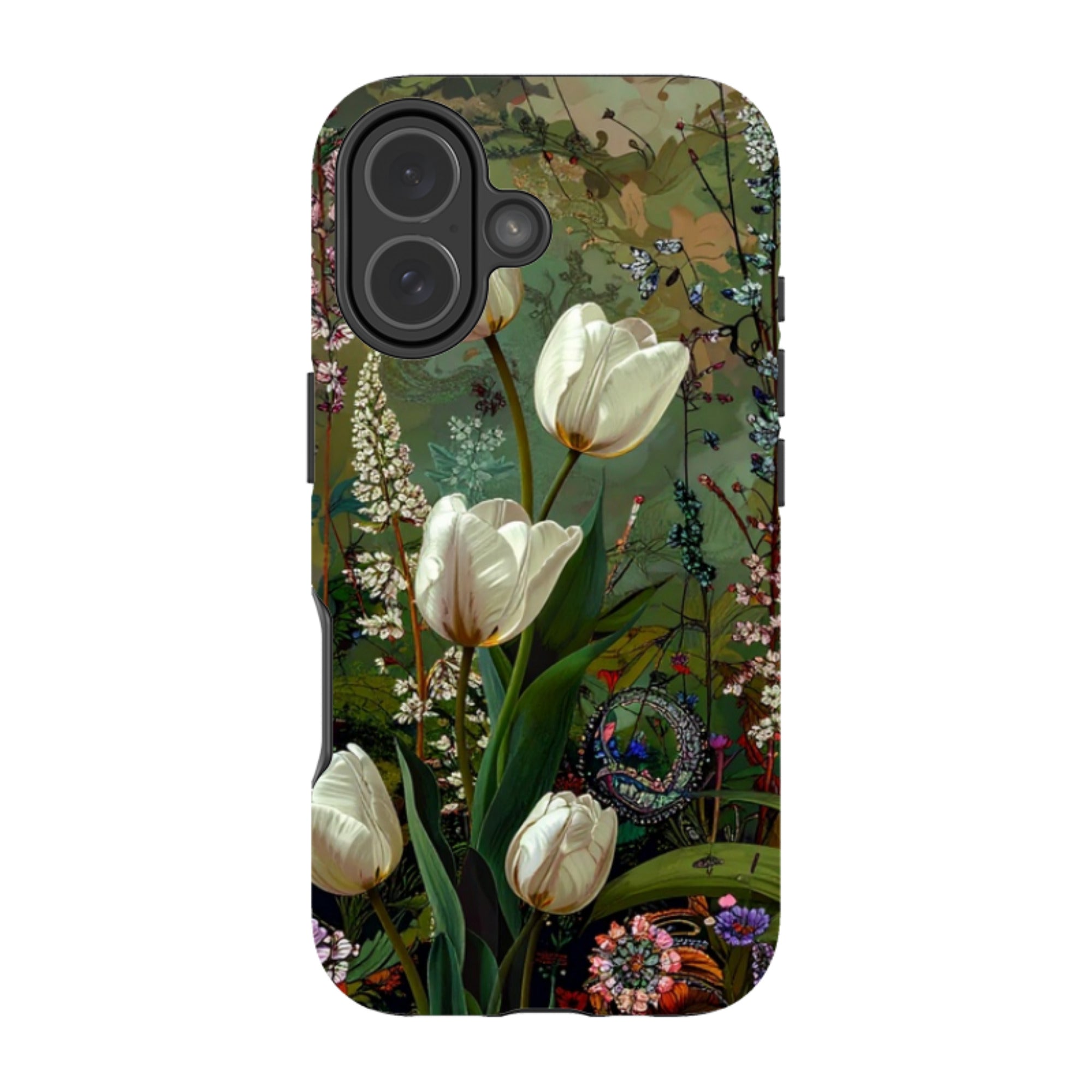 iPhone MagSafe Tough Case - Green Vyne White Tulips