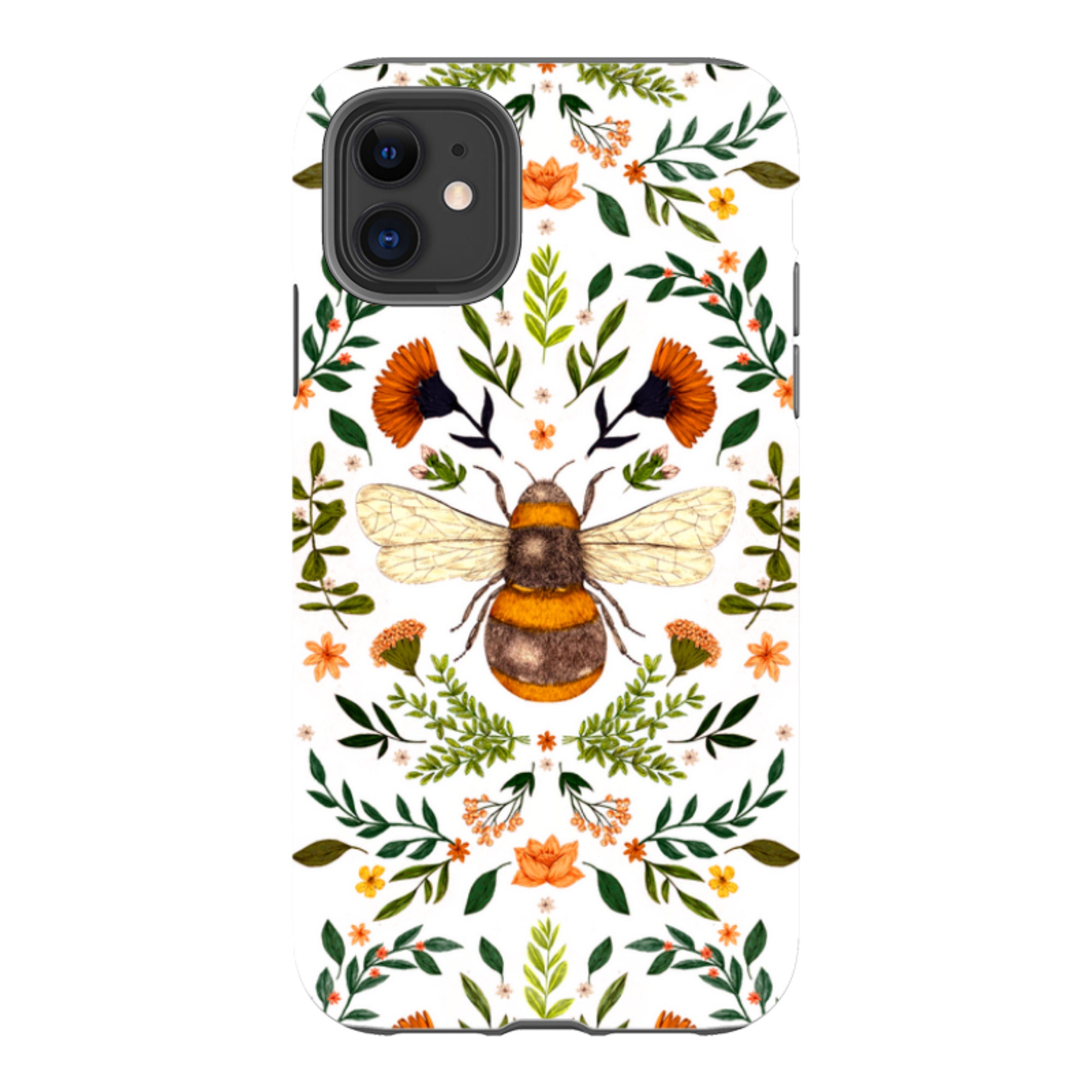 iPhone Tough Case - Botanical Bee White By Jade Mosinski