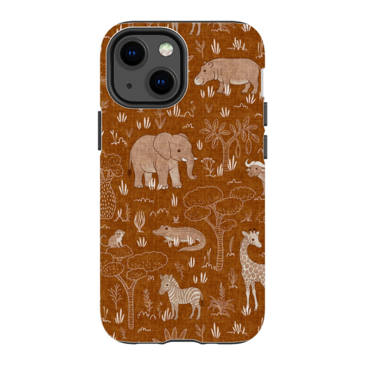 iPhone Tough Case - Savanna Wildlife - Rust By Katherine Quinn