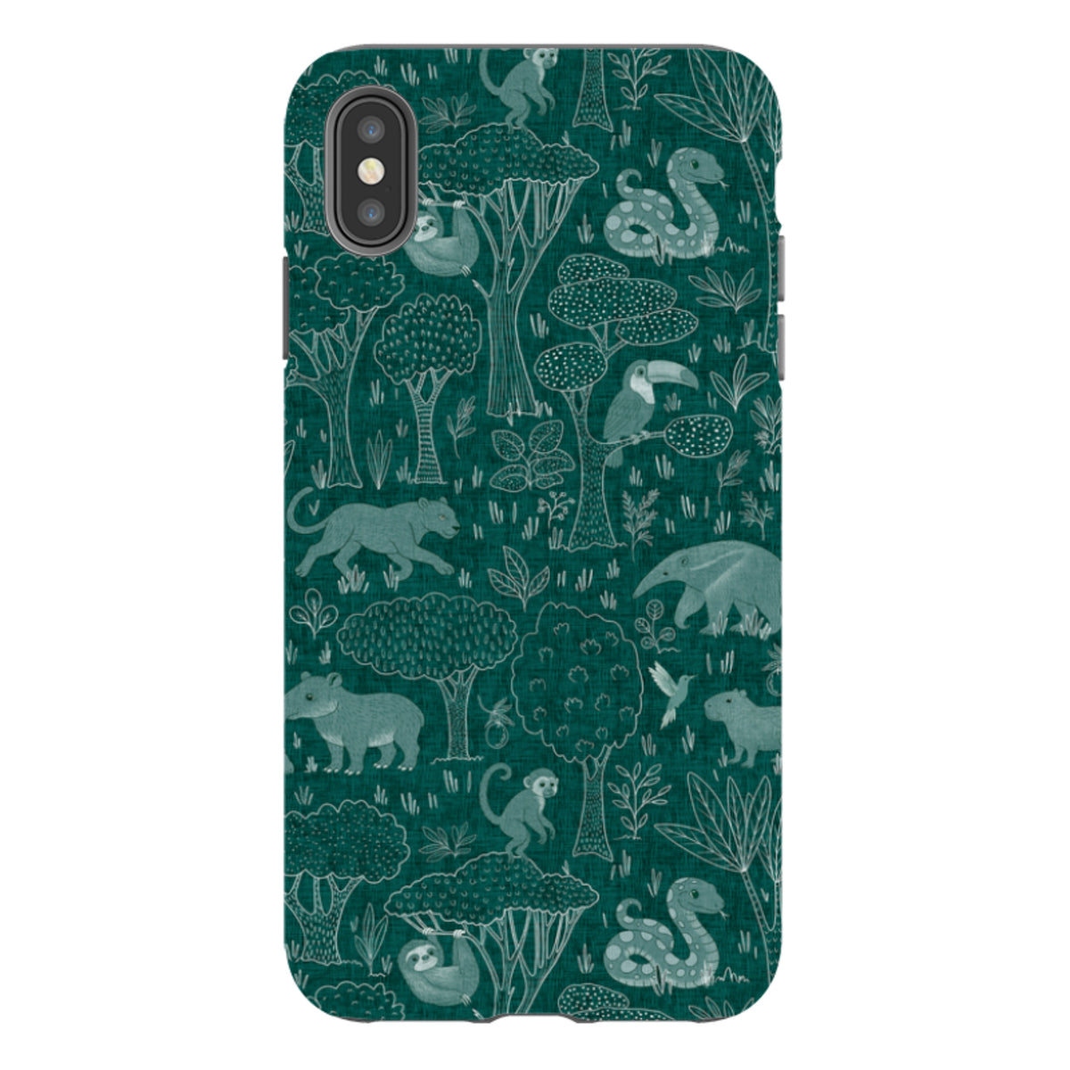 iPhone Tough Case - Tropical Jungle Animals teal By Katherine Quinn