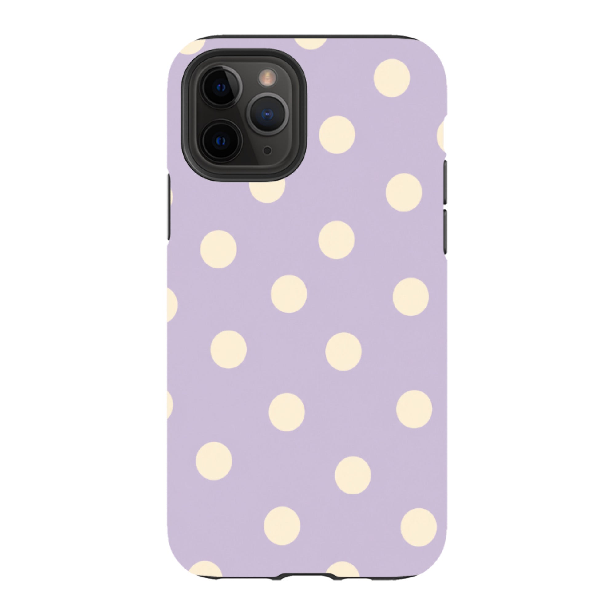 iPhone Tough Case - Pastel Purple & Cream Polka Dot