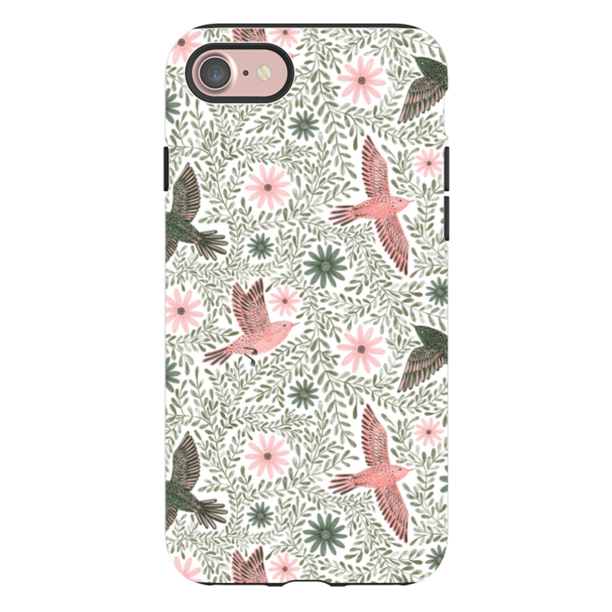 iPhone Tough Case - Bird Pattern Green By Lee Foster Wilson