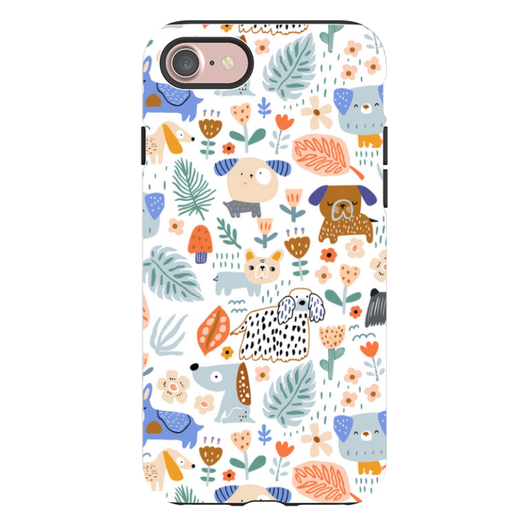 iPhone Tough Case - Dog Floral Pattern