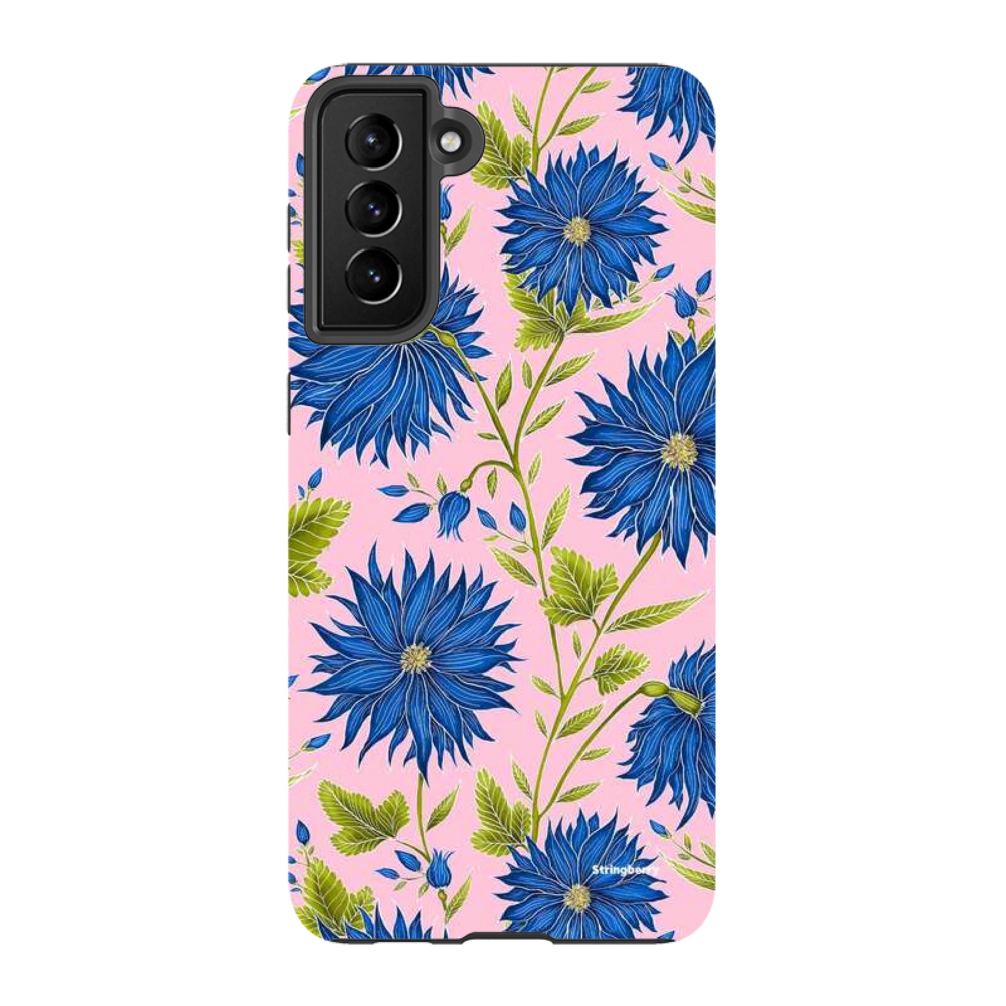 Samsung Tough Case - Blue Flowers Pink By Catherine Rowe