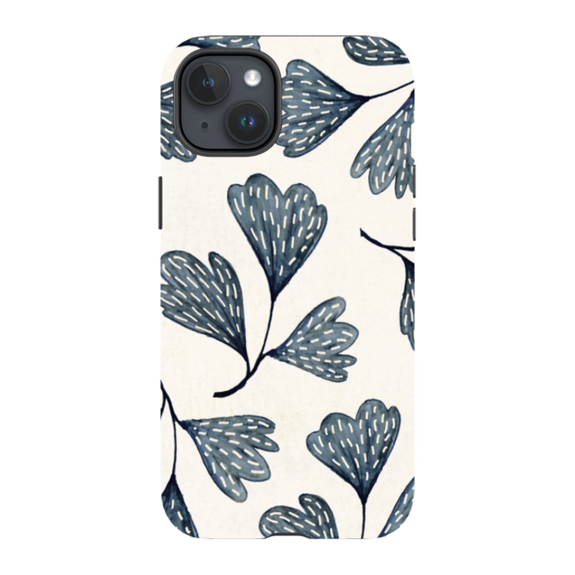 iPhone MagSafe Tough Case - Indigo Leaves By Katherine Quinn