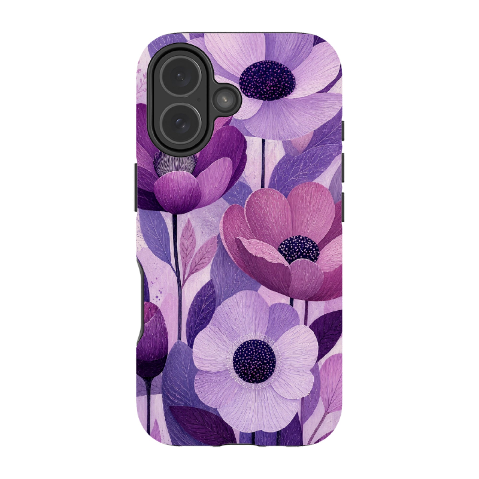 iPhone MagSafe Tough Case - Purple Woodgrain Floral