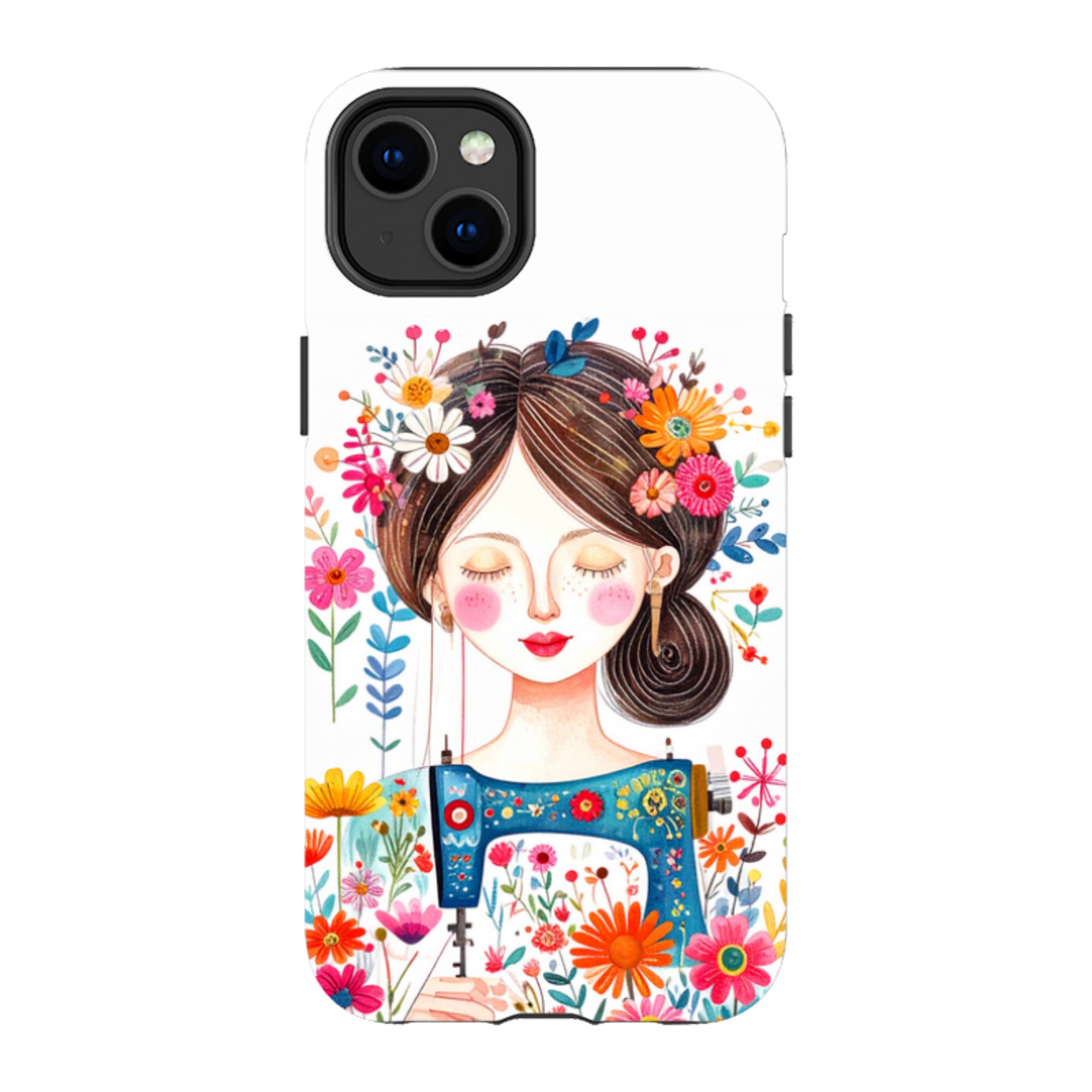 iPhone Case - Floral Sewing Lady