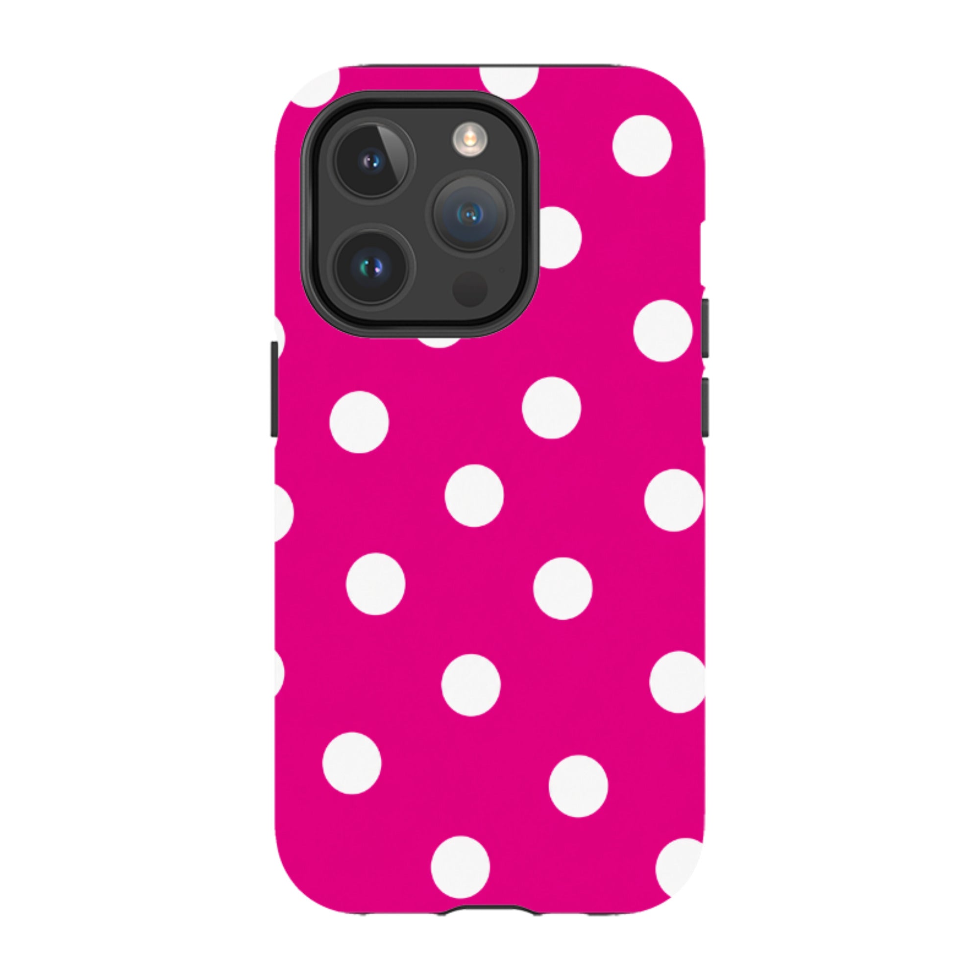 iPhone MagSafe Tough Case - Hot Pink & White Polka Dot