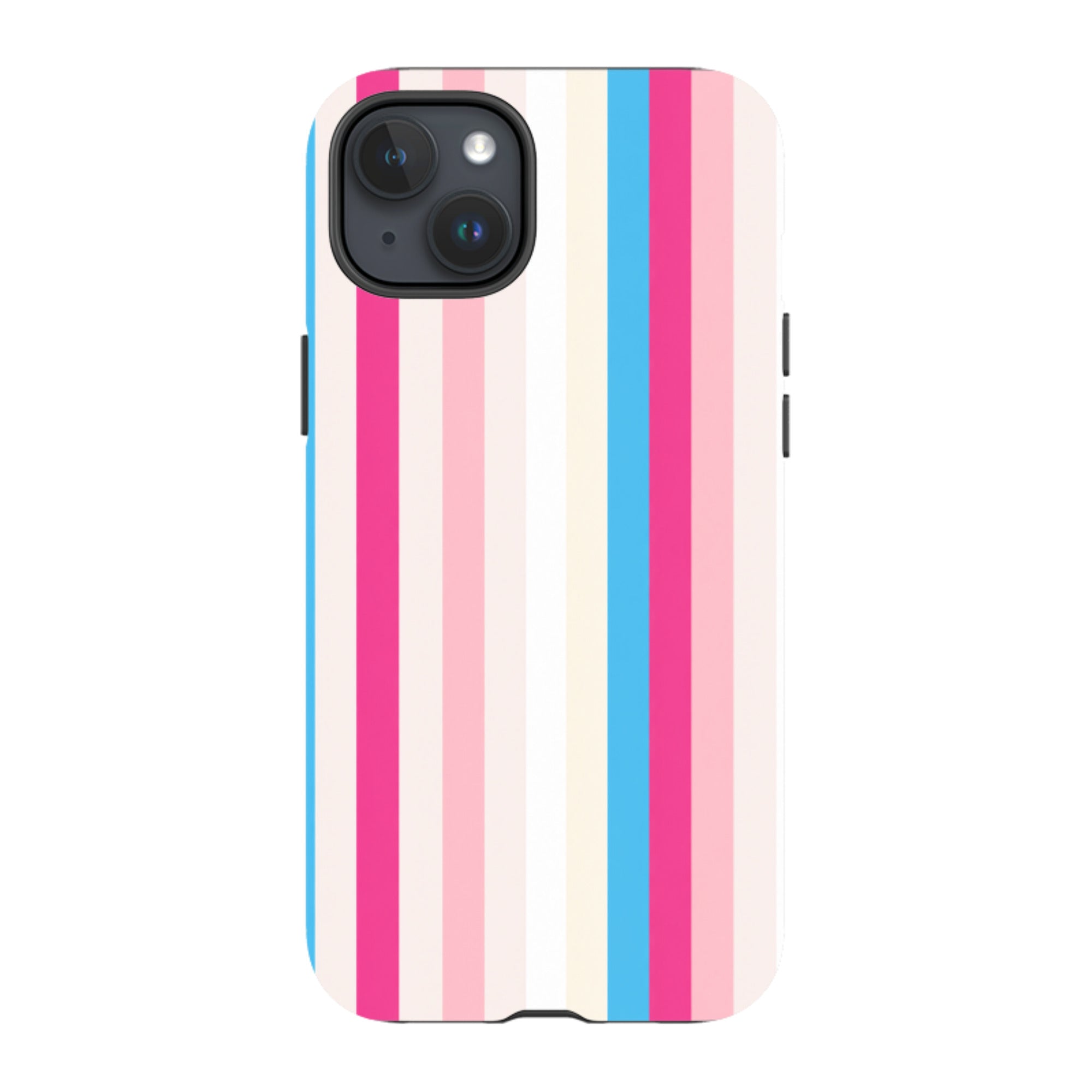 iPhone Tough Case - Pink, Blue & Cream Stripe