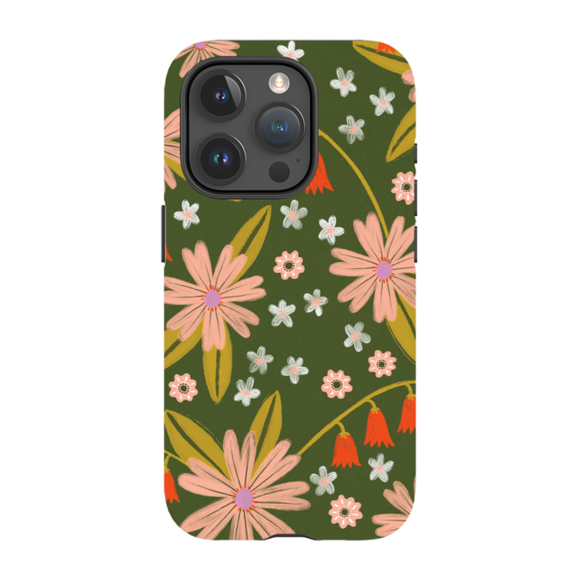 iPhone Tough Case - Red and Green Floral Pattern By Lee Foster Wilson