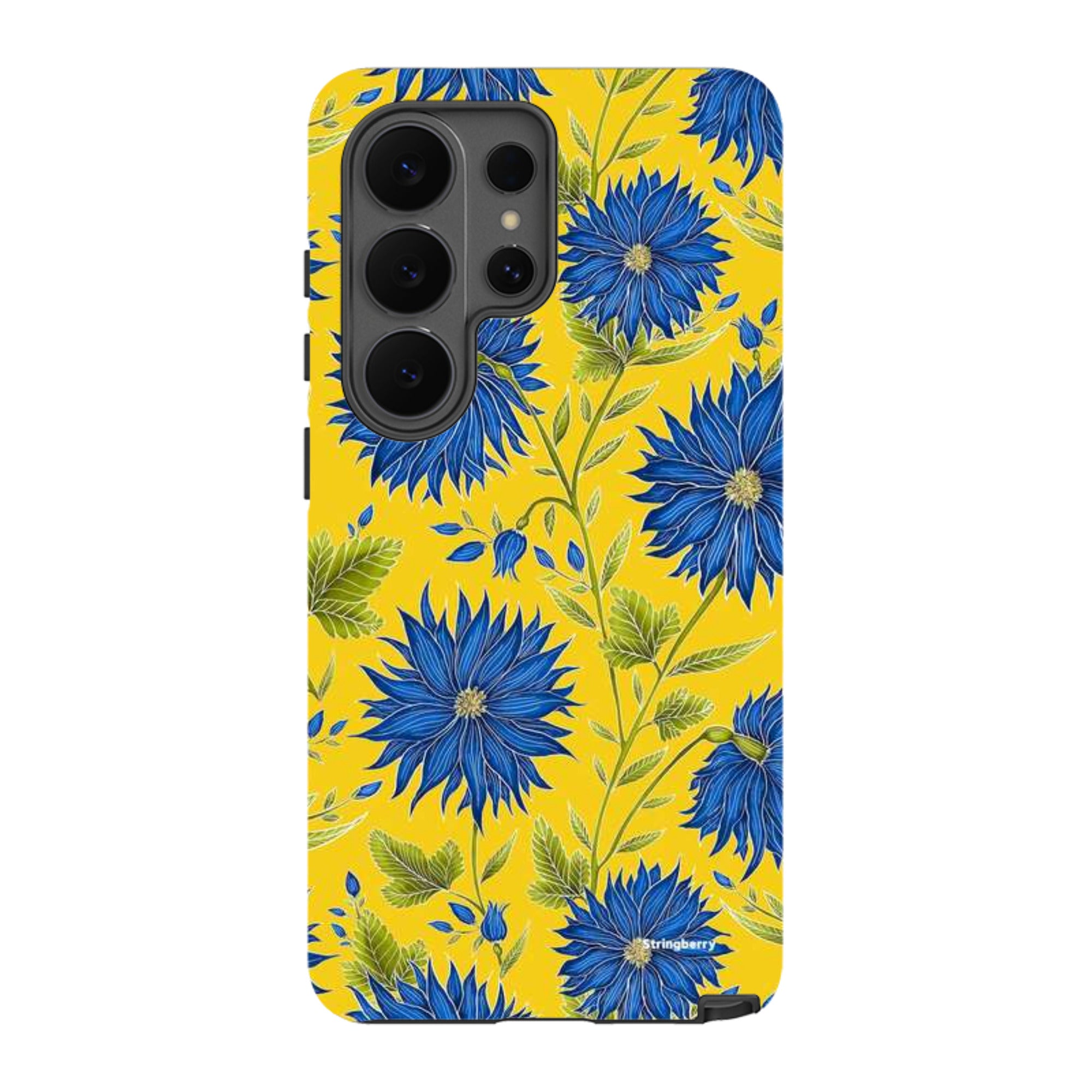 Samsung Tough Case - Blue Flowers Yellow By Catherine Rowe