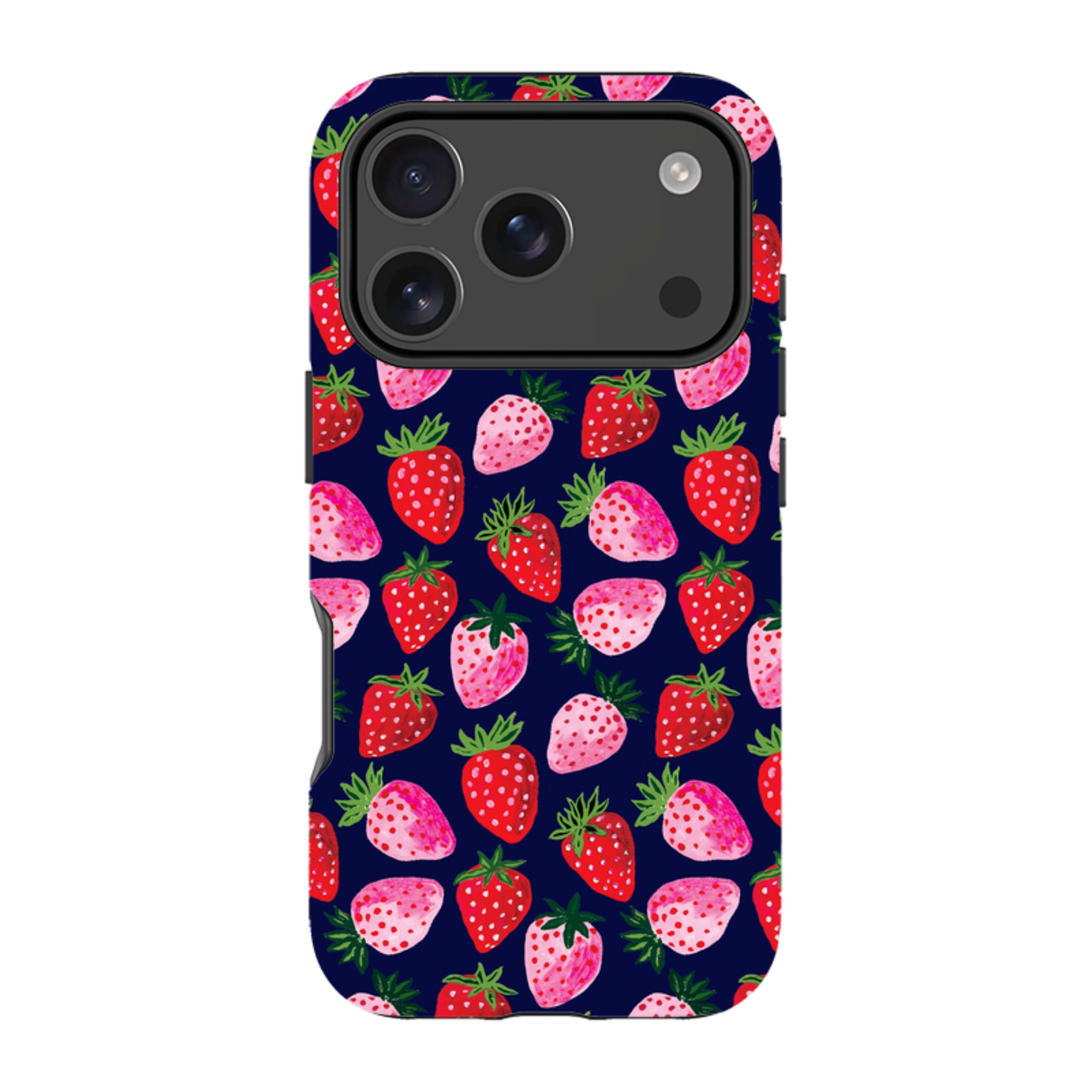iPhone Tough Case - Strawberry Scatter Navy By Emma Frances Grant