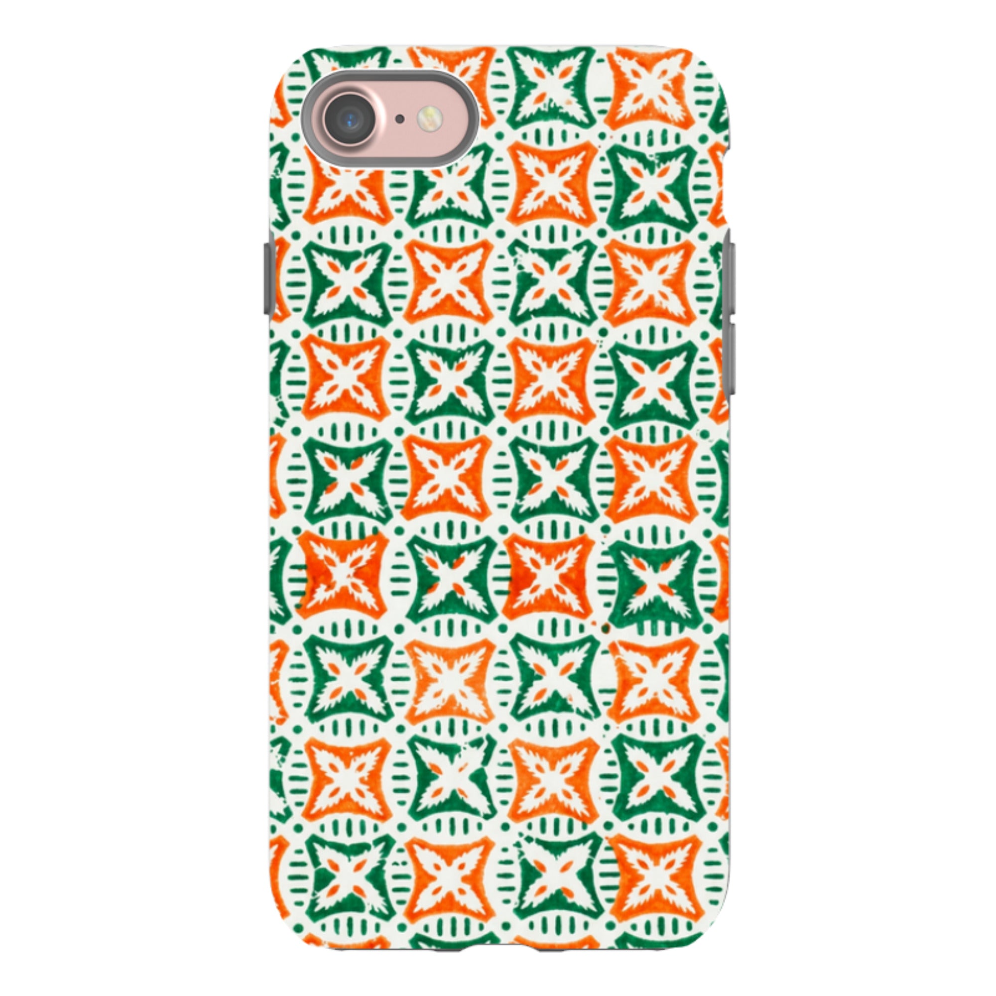iPhone Tough Case - Orange & Green Tile
