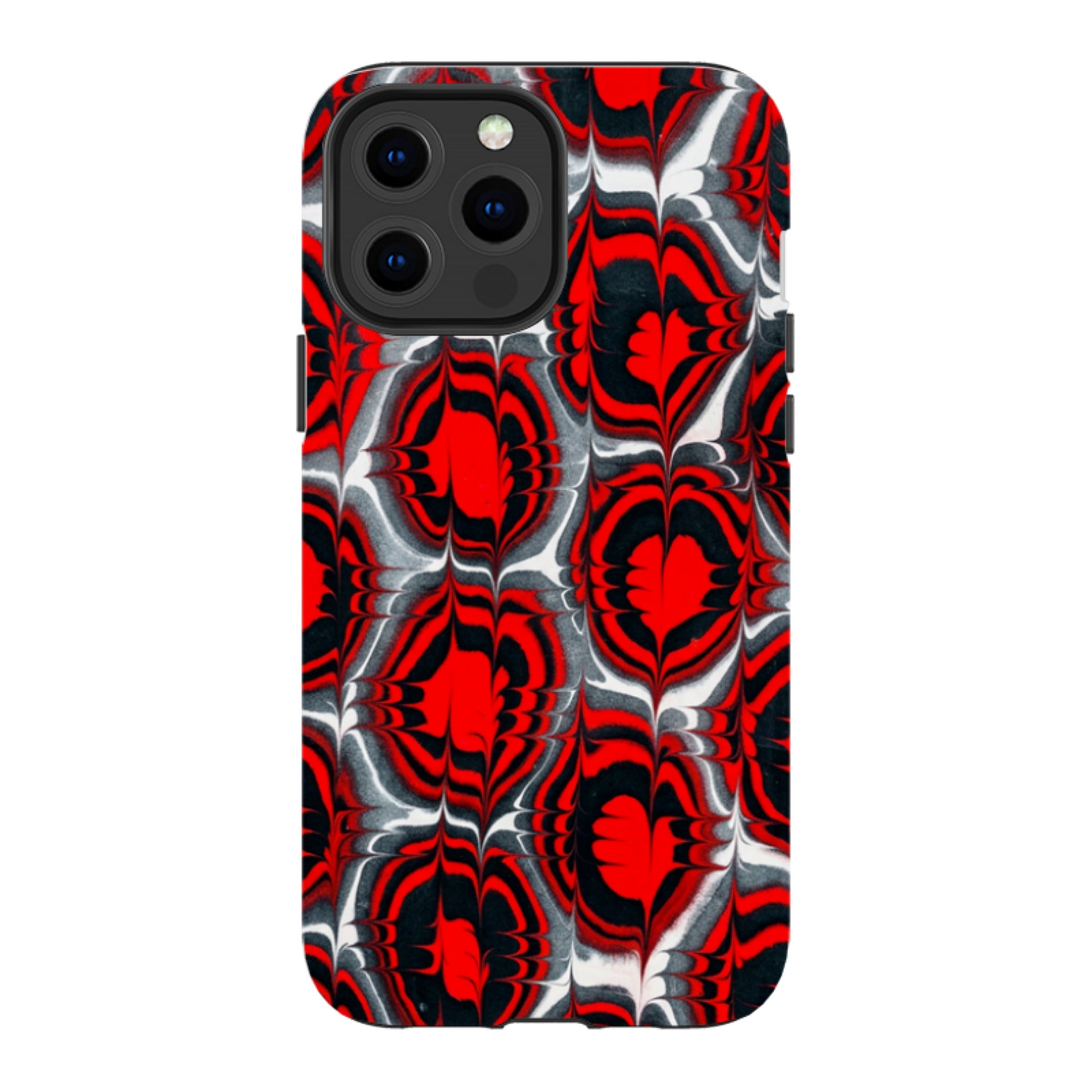 iPhone Tough Case - Red & Black Marble