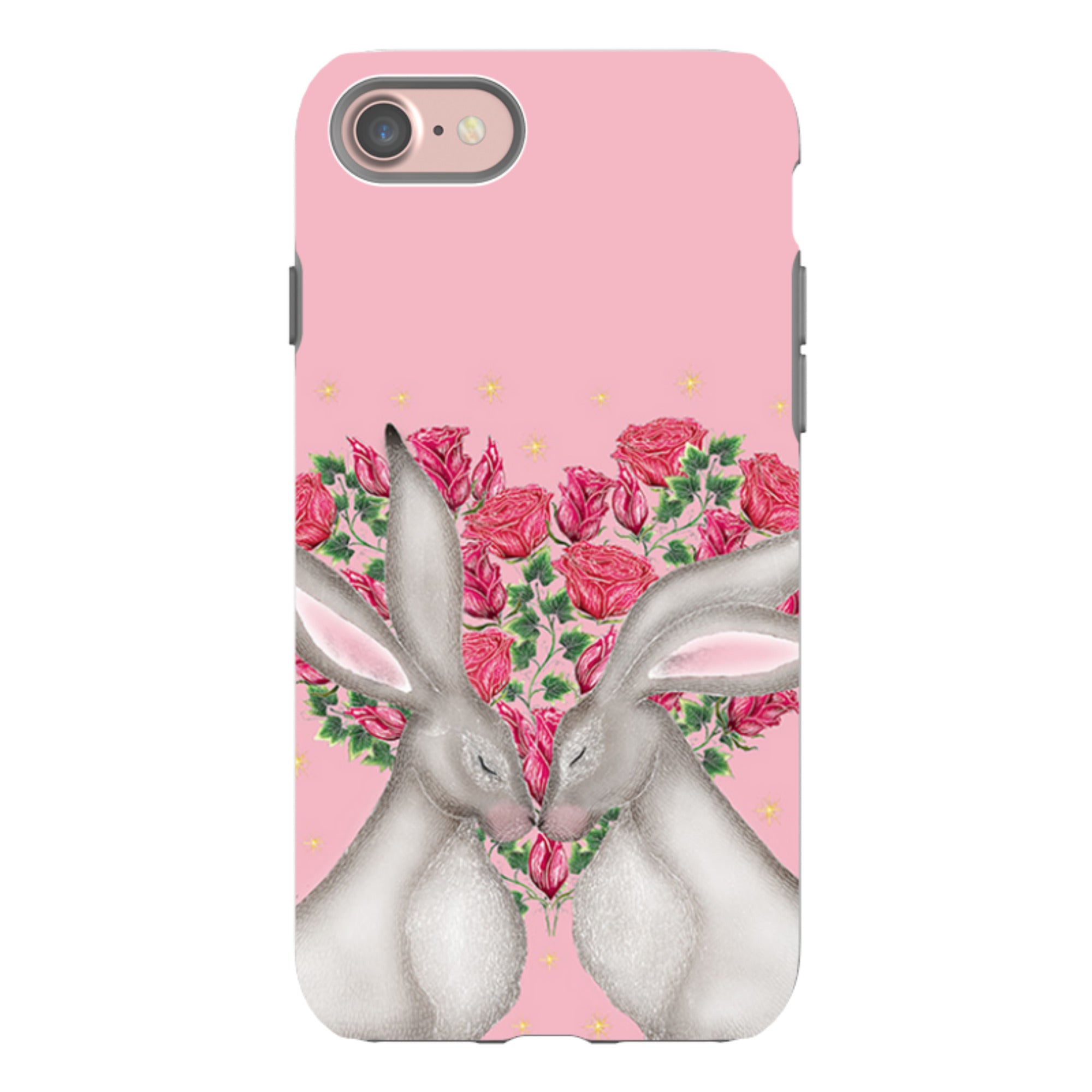 iPhone Tough Case - White Hares Rose Heart By Catherine Rowe