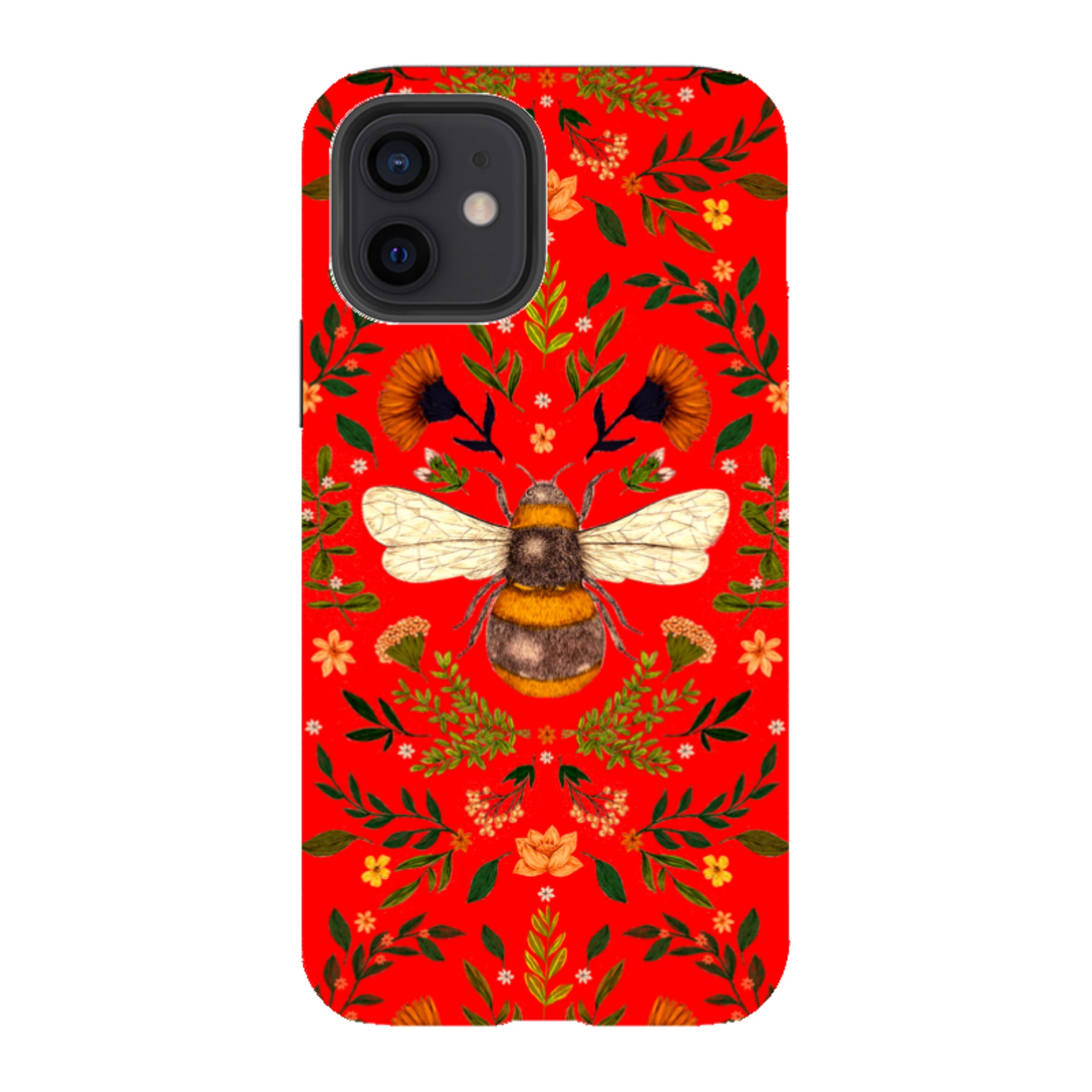 iPhone Tough Case - Botanical Bee Red By Jade Mosinski