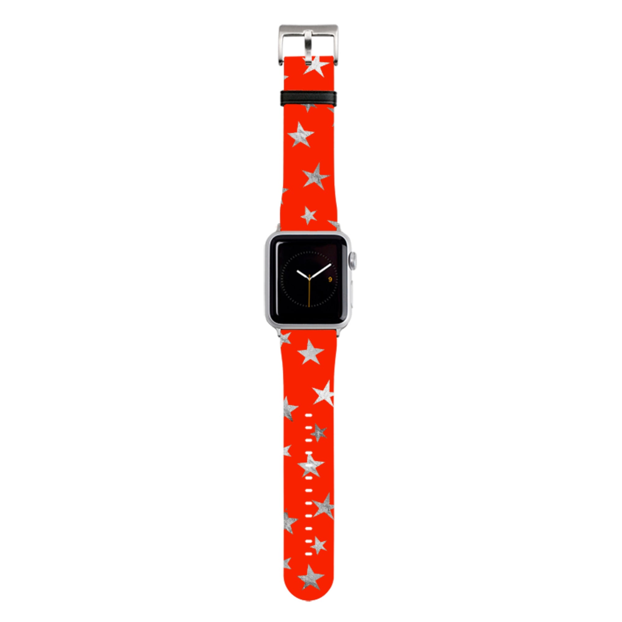 Red and Silver Stars Apple Watch Strap