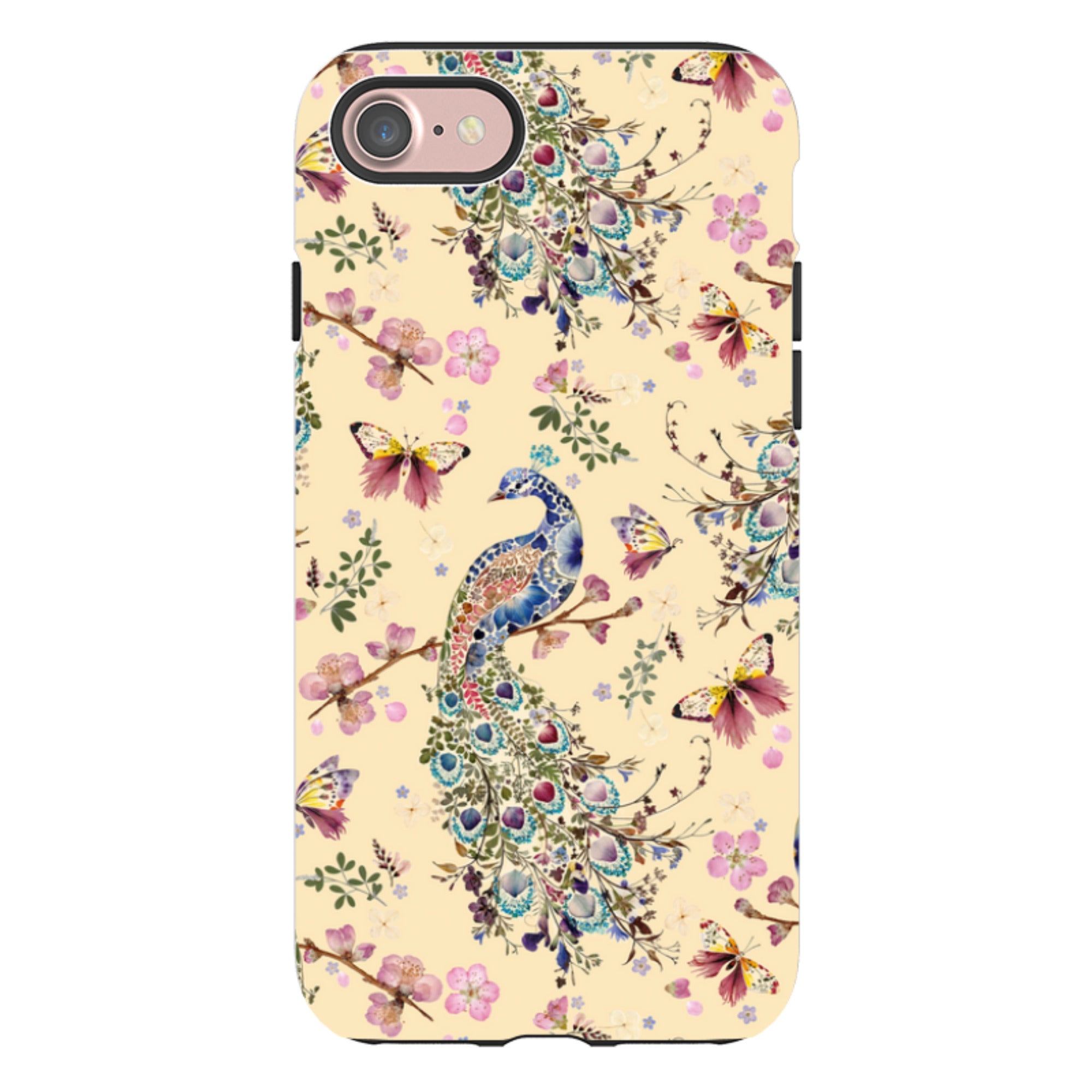 iPhone Tough Case - Peacock and Cherry Blossoms Lilly By Helen Ahpornsiri