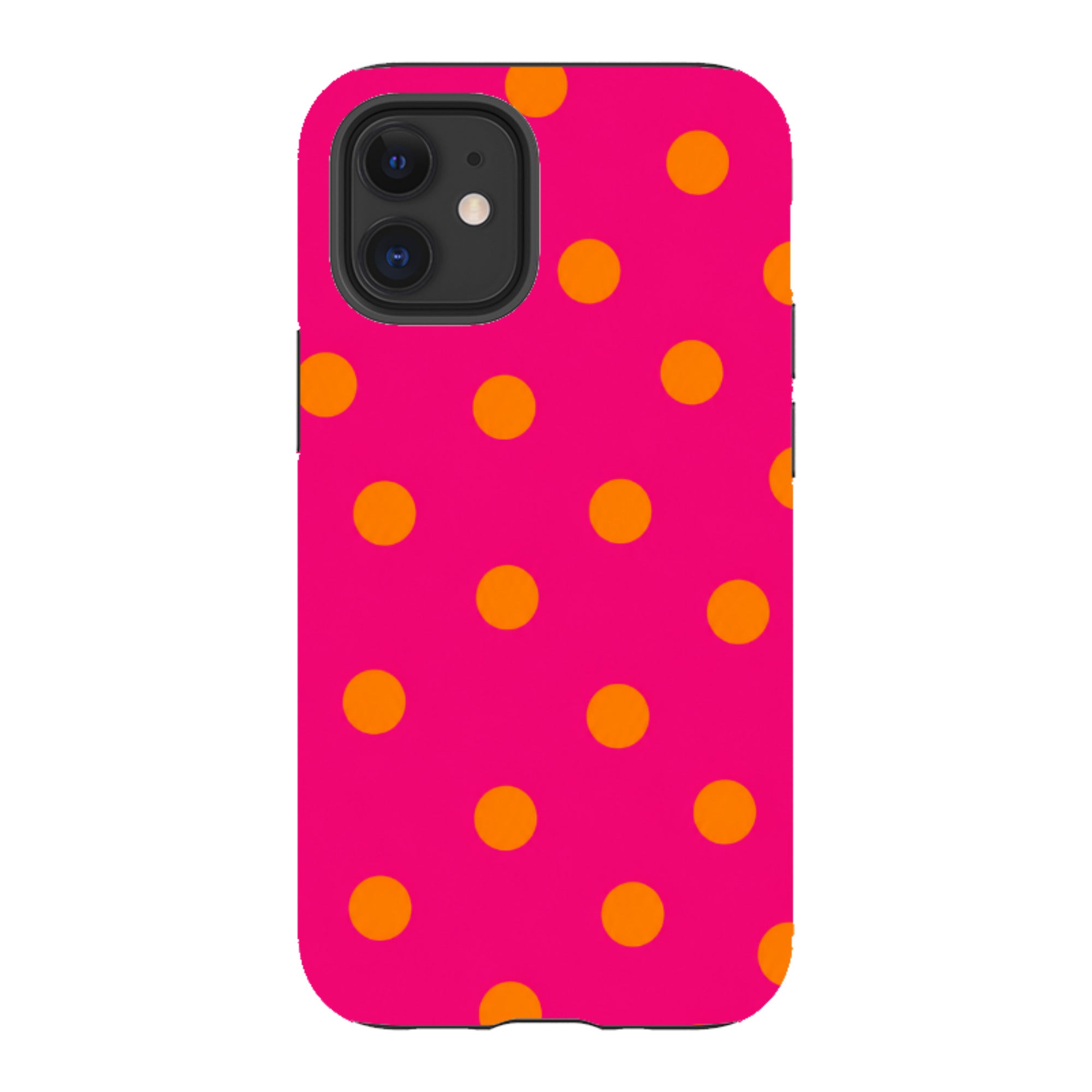 iPhone Tough Case - Hot Pink & Orange Polka Dot