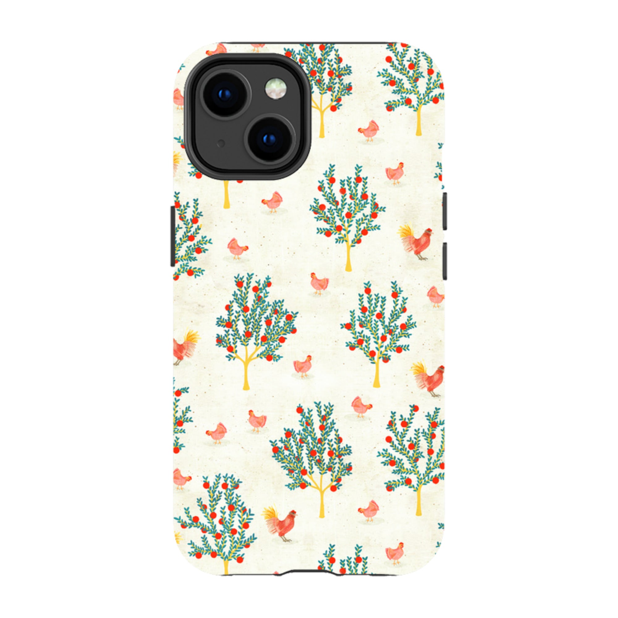 iPhone Tough Case - Apple Trees and Chickens Cream By Katherine Quinn