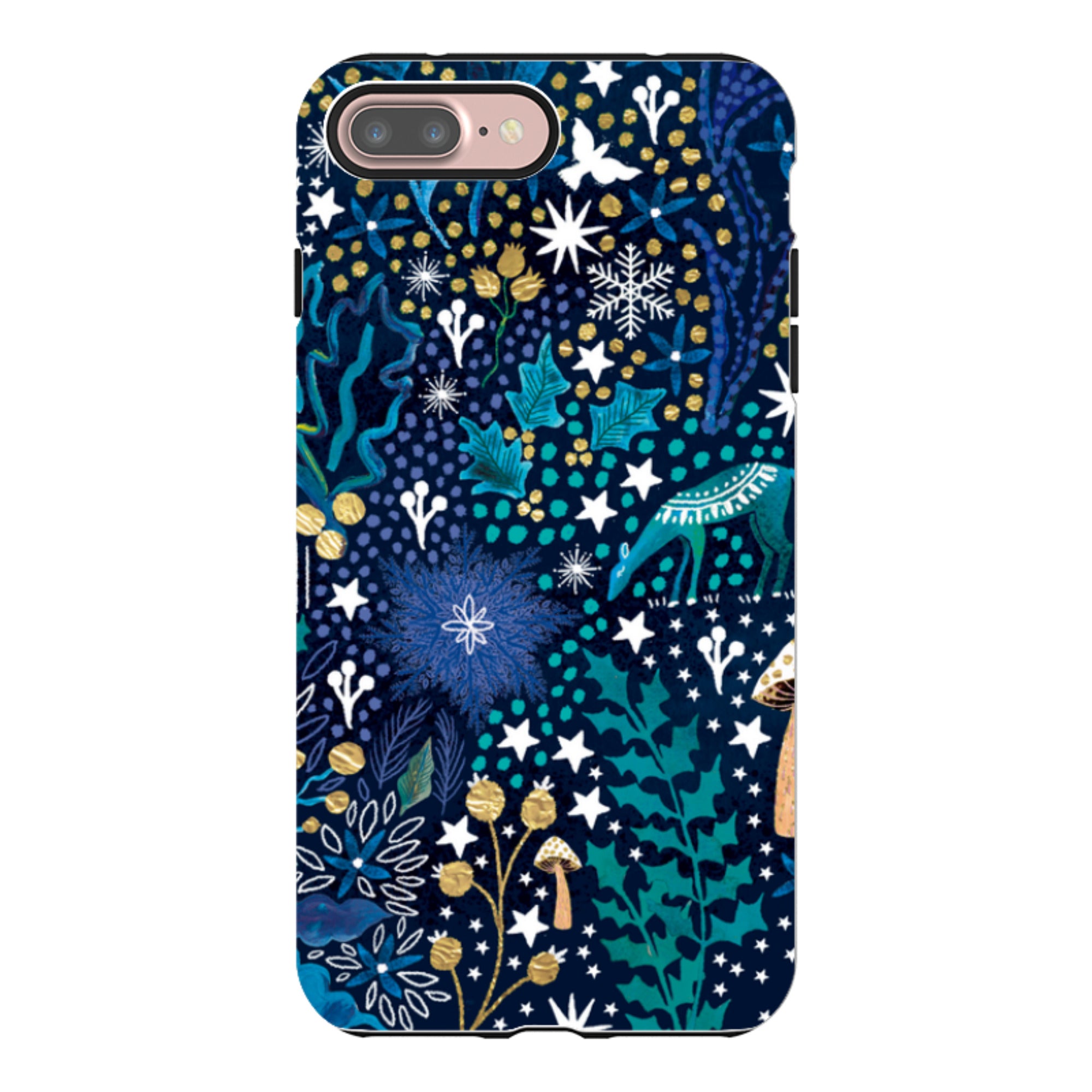 iPhone Tough Case - Winter Flowers Teal By Emma Frances Grant