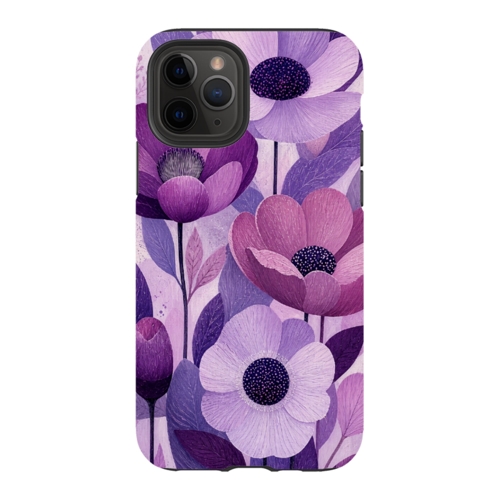 iPhone Tough Case - Purple Woodgrain Floral
