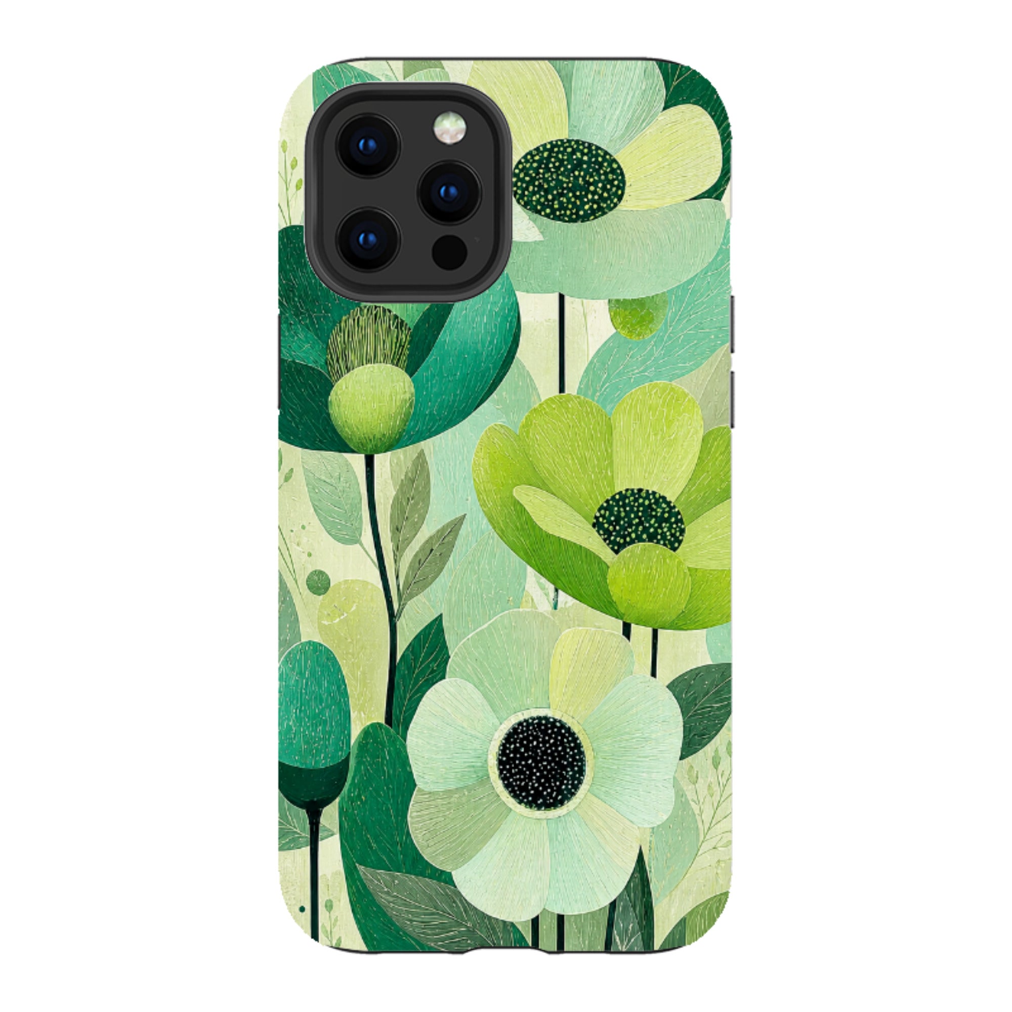 iPhone Tough Case - Mint Woodgrain Floral