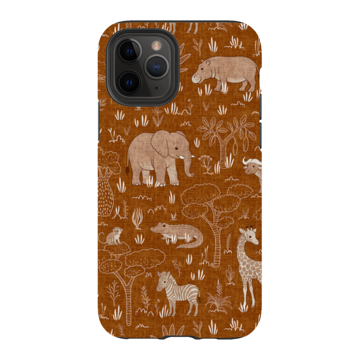 iPhone Tough Case - Savanna Wildlife - Rust By Katherine Quinn