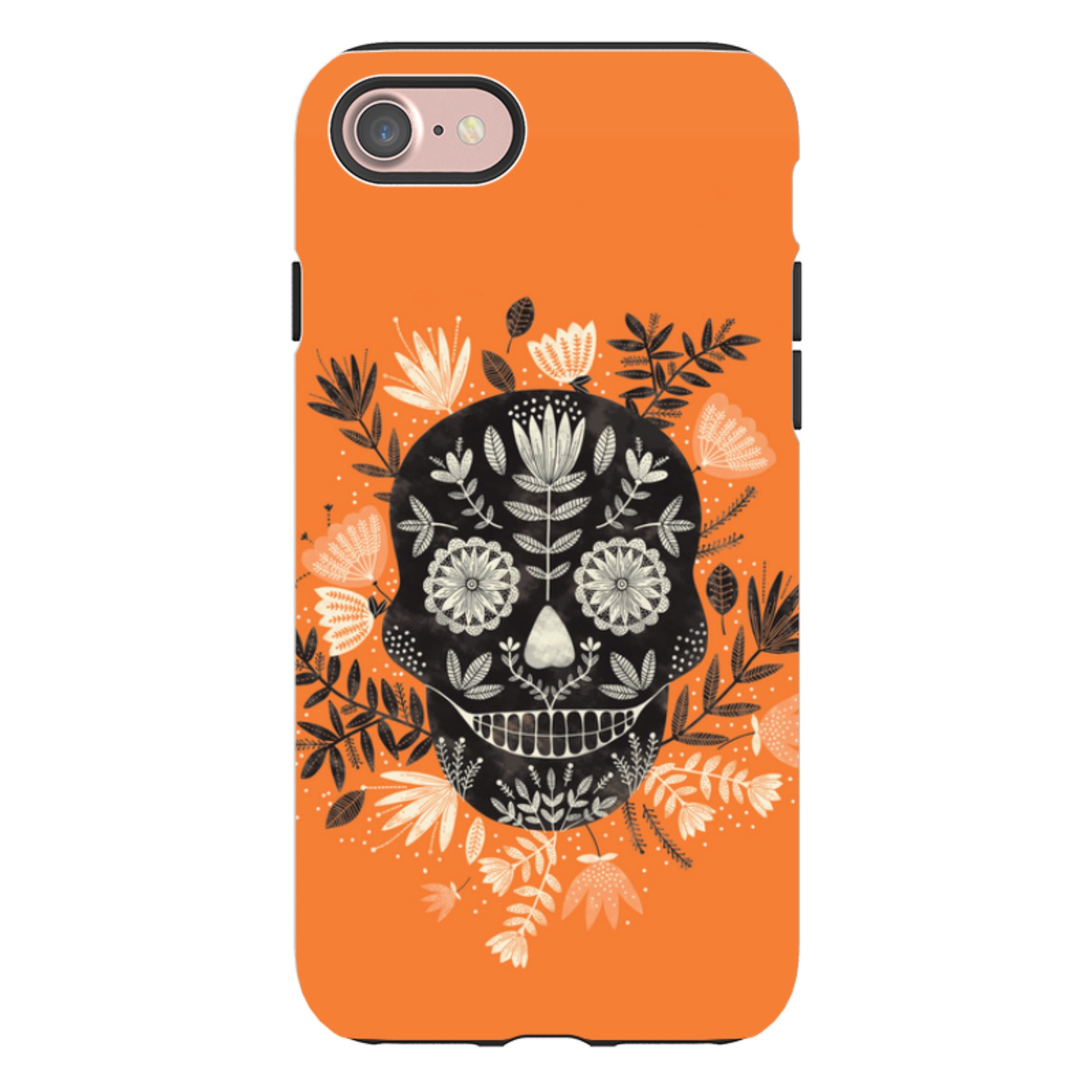 iPhone Tough Case - Sugar Skull Orange By Jade Mosinski
