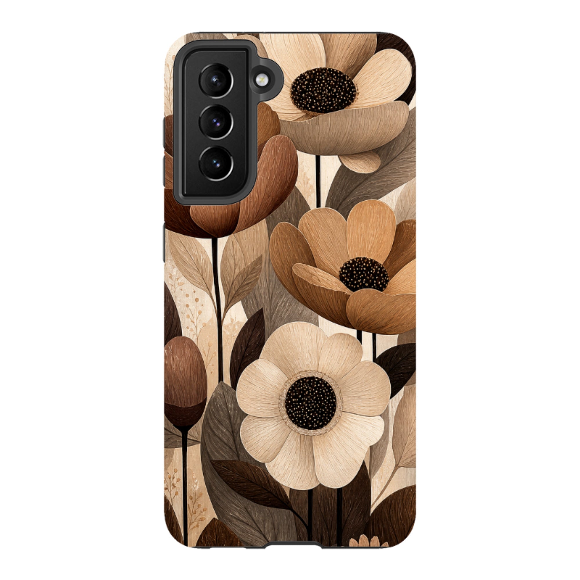 Samsung Tough Case - Chocolate Woodgrain Floral