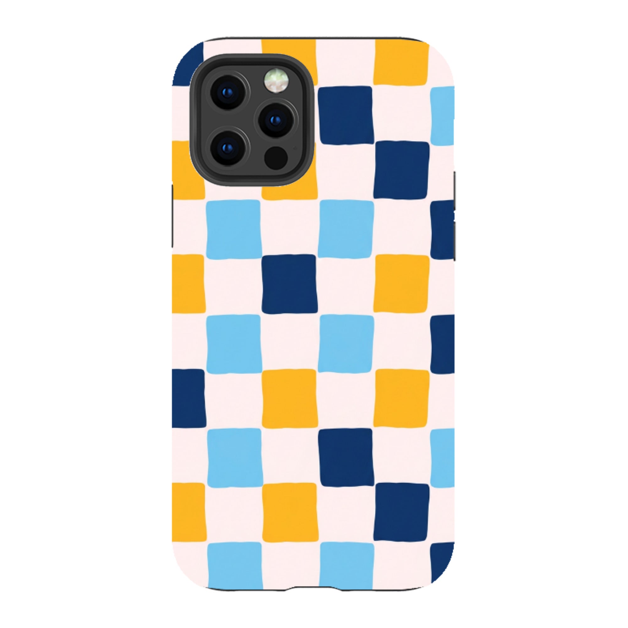 iPhone Tough Case - Blue & Yellow Checkerboard