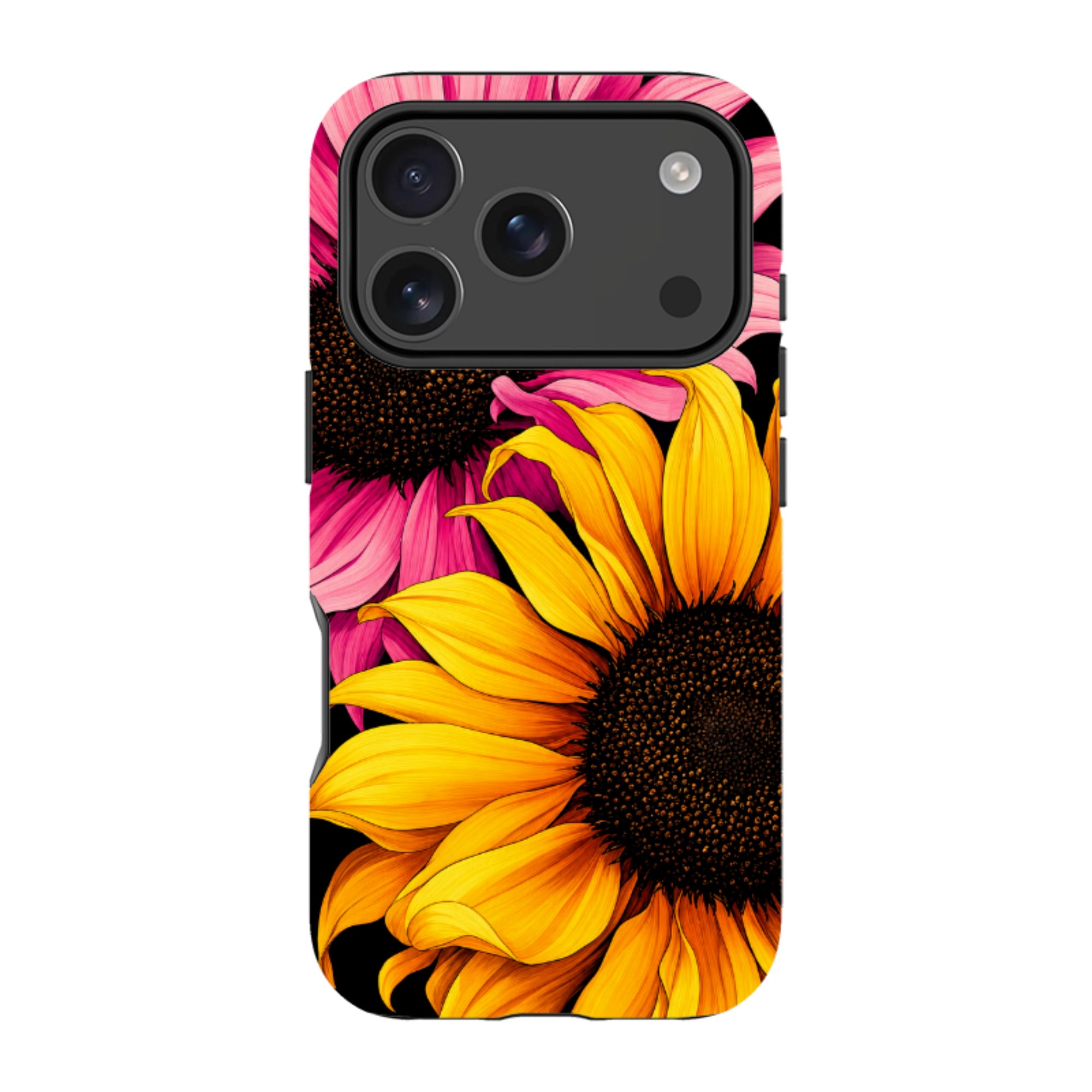 iPhone MagSafe Tough Case - Yellow & Pink Sunflower
