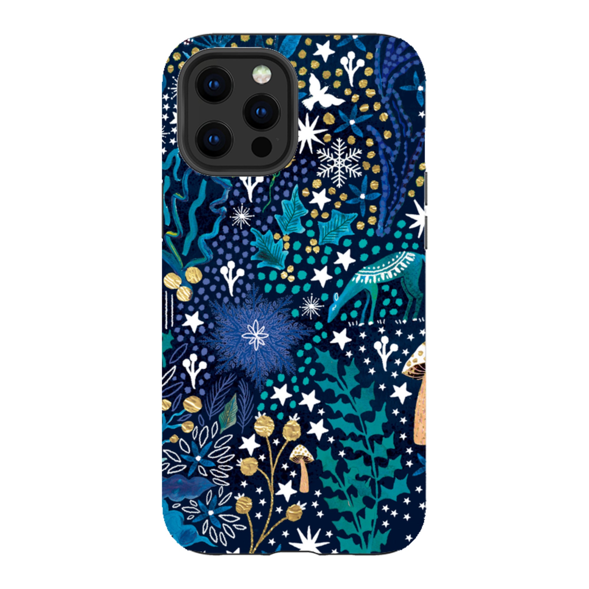 iPhone Tough Case - Winter Flowers Teal By Emma Frances Grant