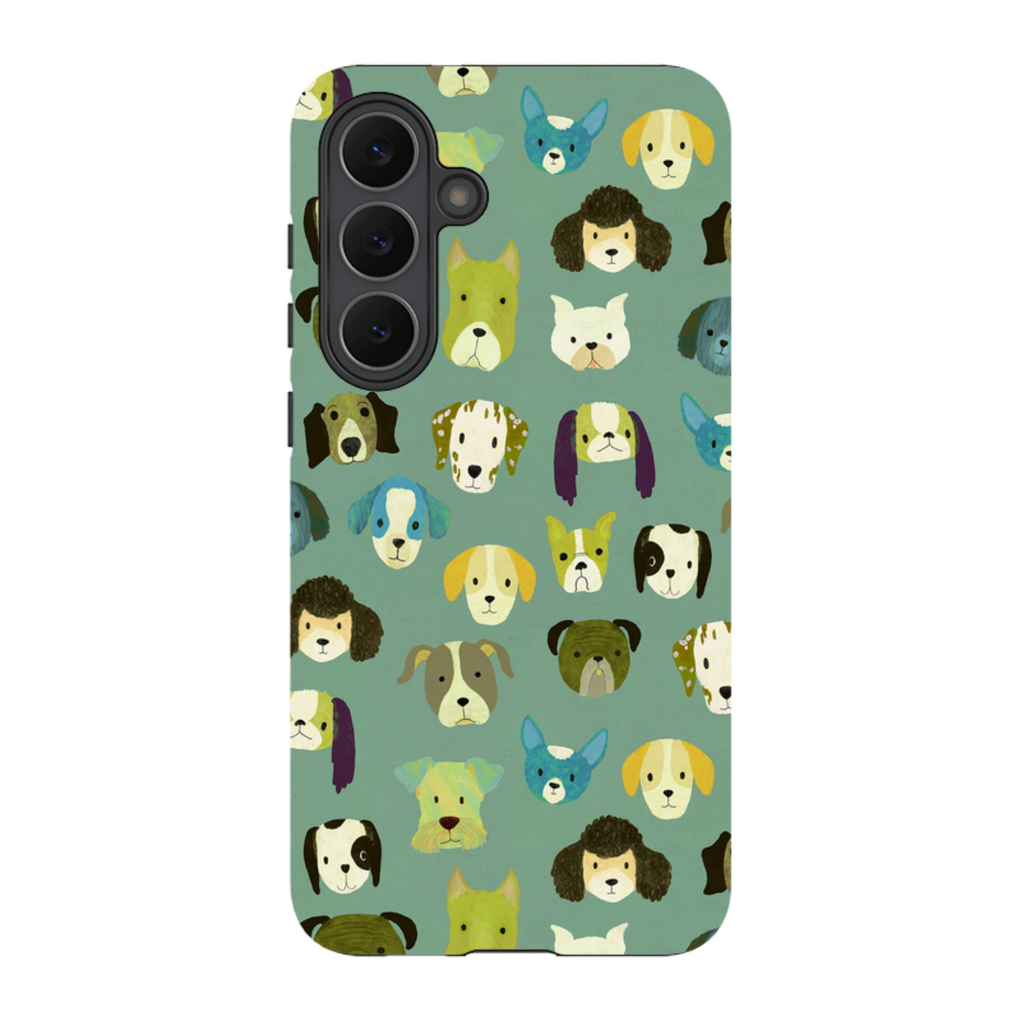 Samsung Tough Case - Dog Heads Green By Katherine Quinn