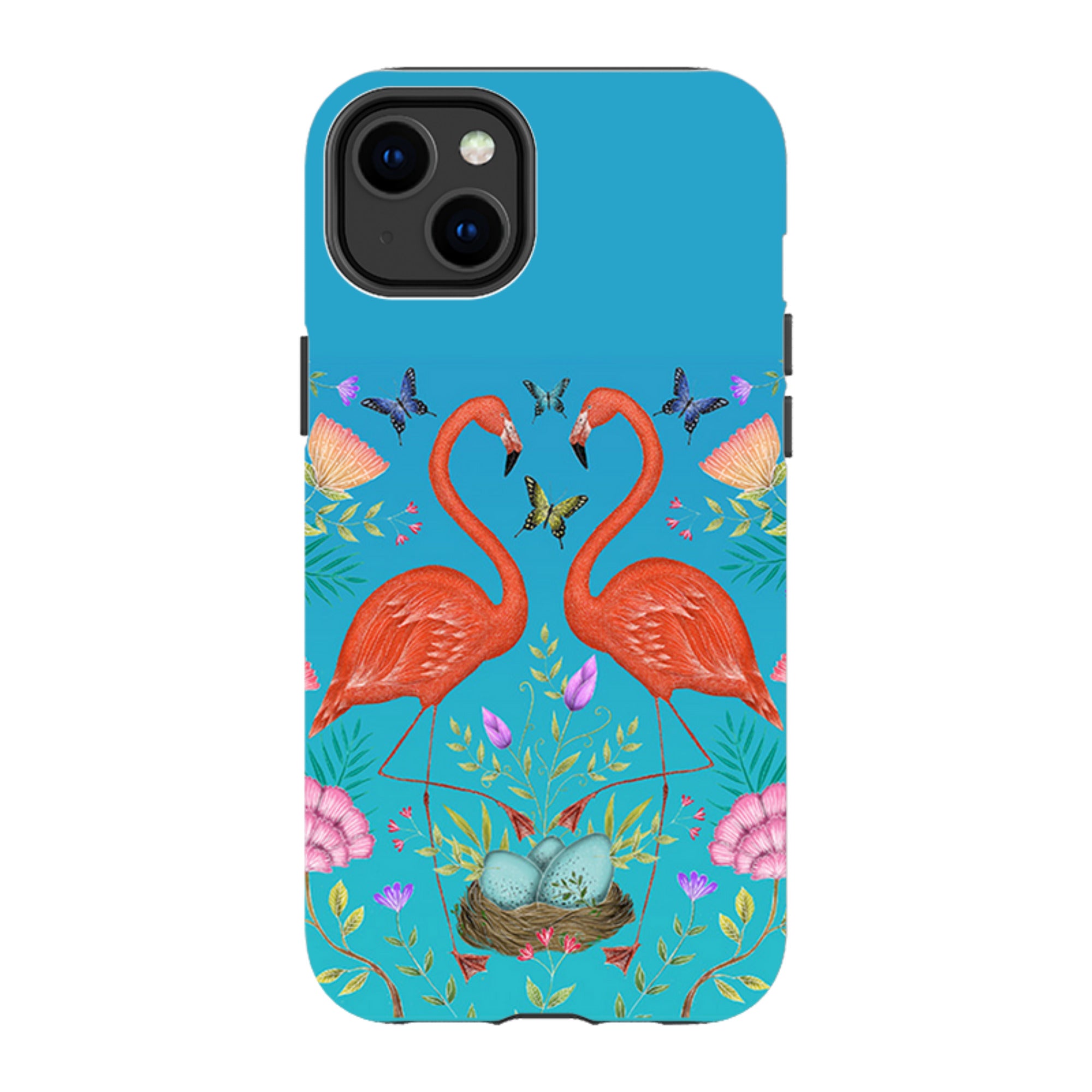 iPhone Tough Case - Flamingos And Flowers By Catherine Rowe