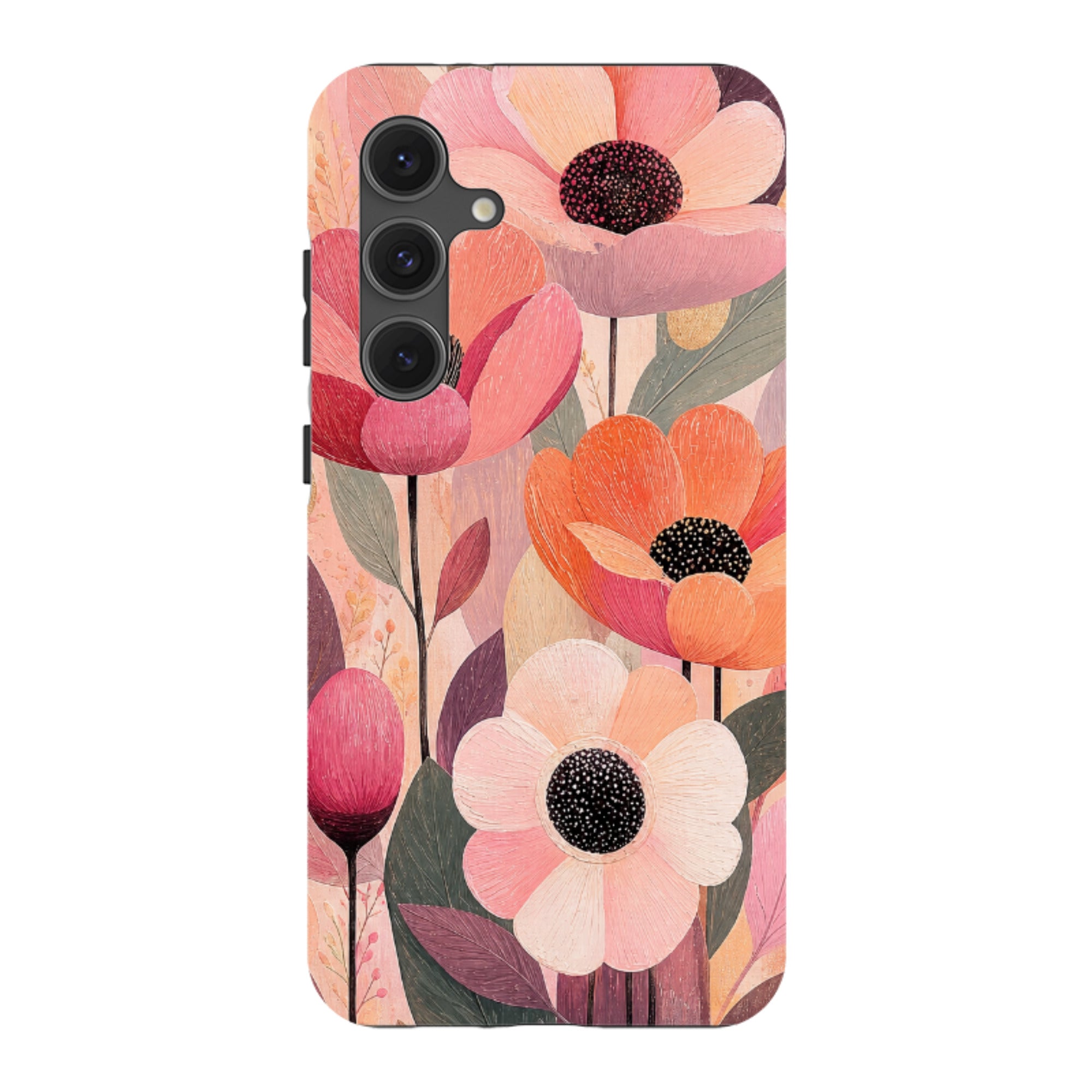 Samsung Tough Case - Peach Woodgrain Floral
