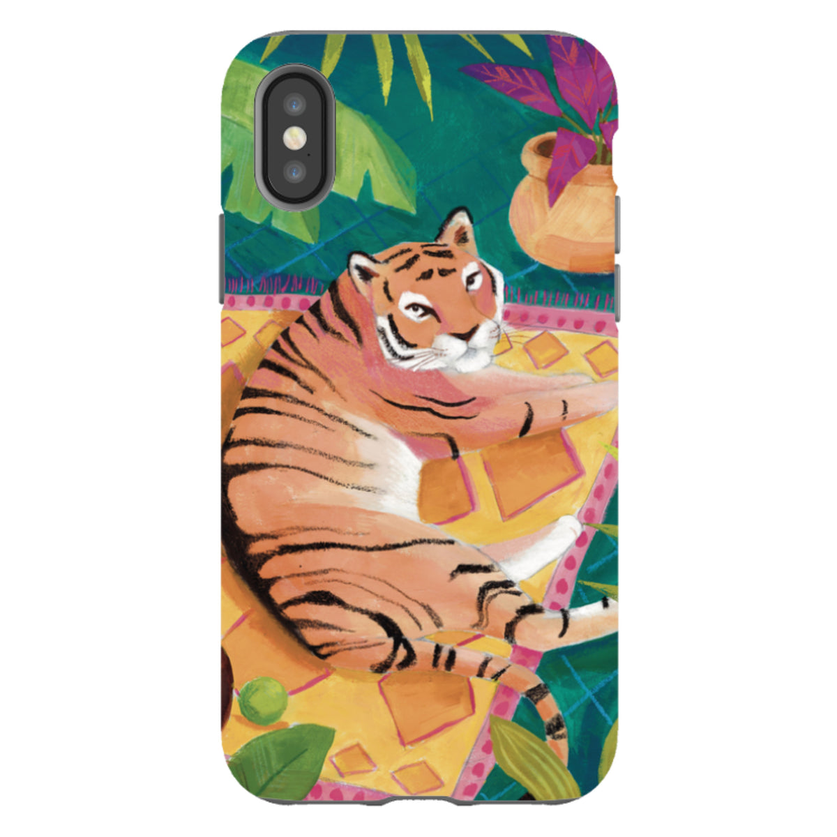 iPhone Tough Case - Tiger In Palms By Bex Parkin
