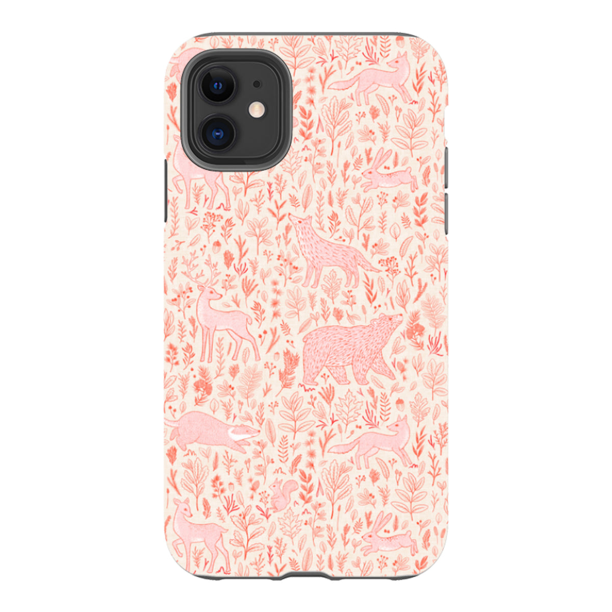 iPhone Tough Case - Forest animals pink and red By Katherine Quinn