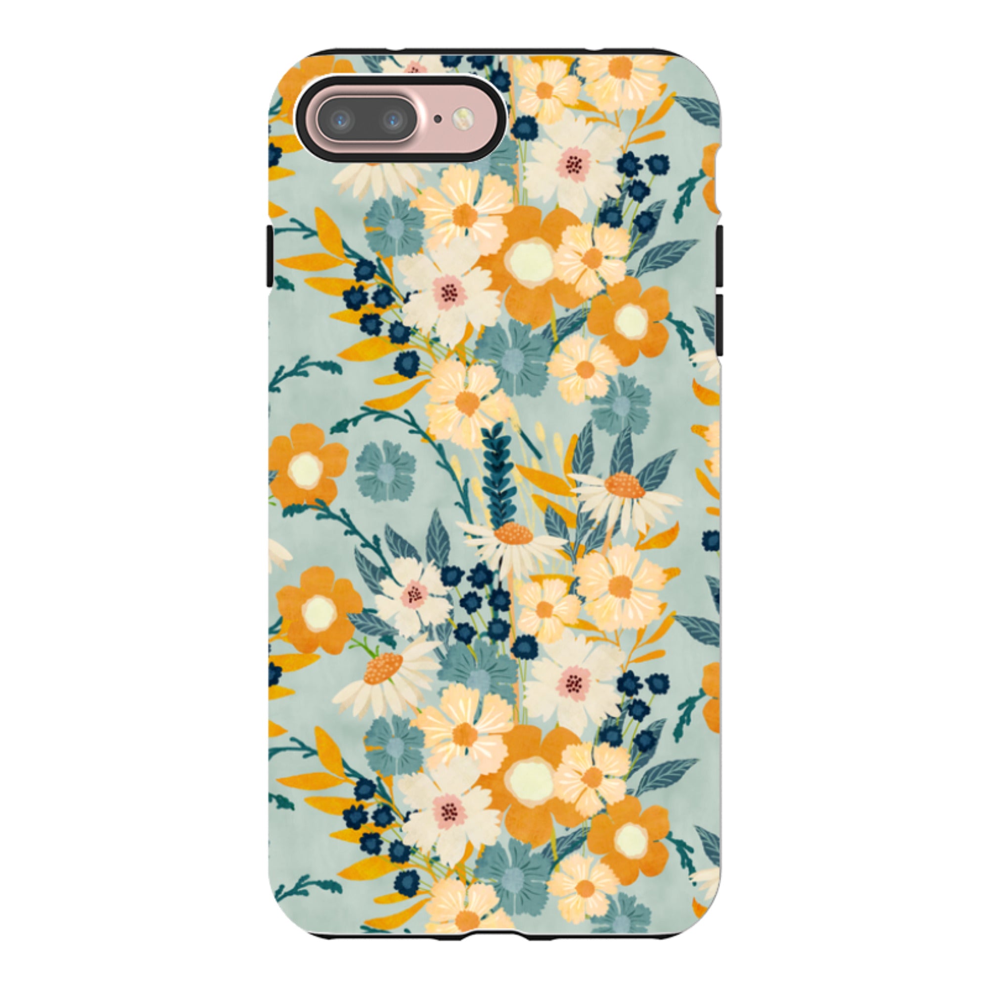 iPhone Tough Case - Yellow And Blue Floral By Katherine Quinn