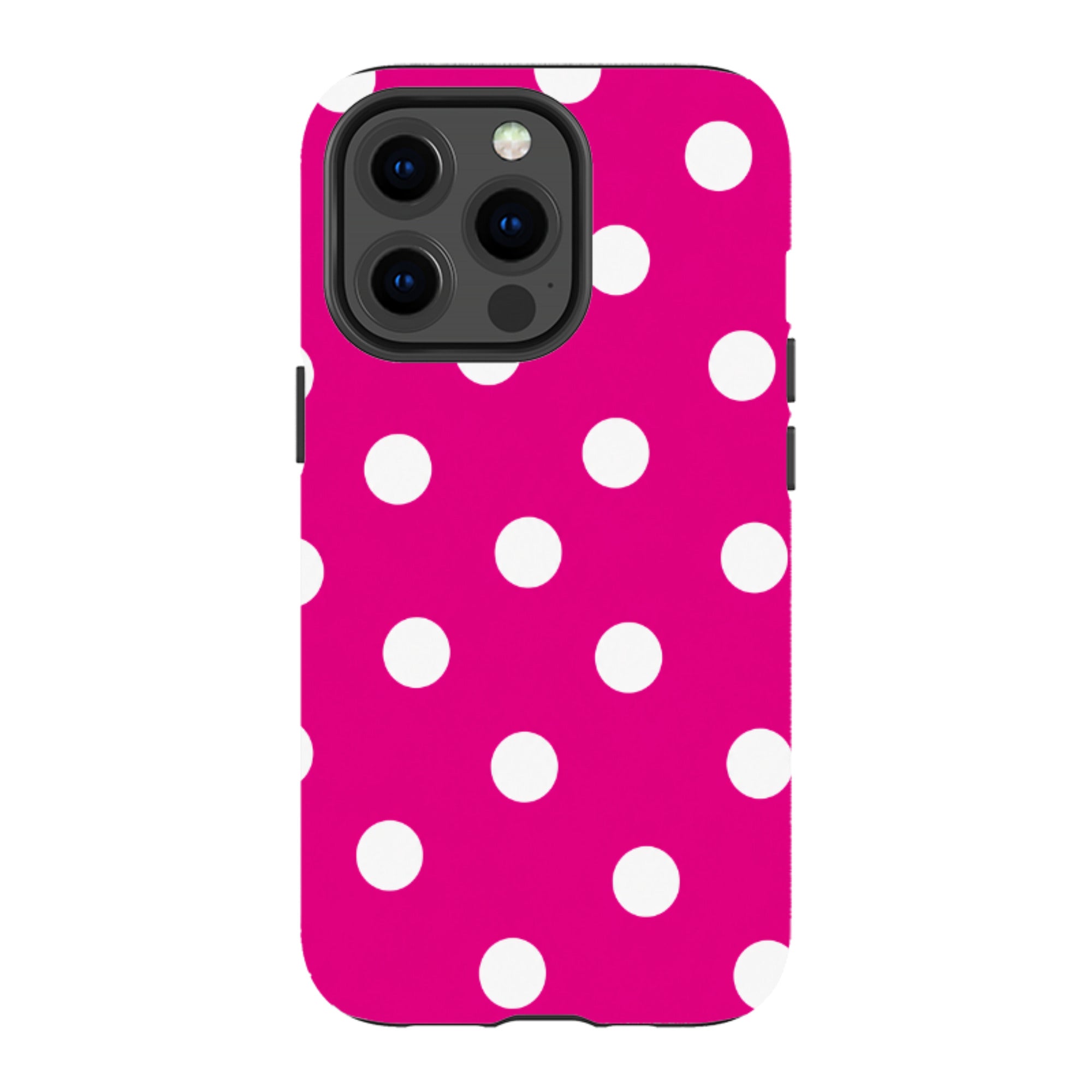 iPhone MagSafe Tough Case - Hot Pink & White Polka Dot