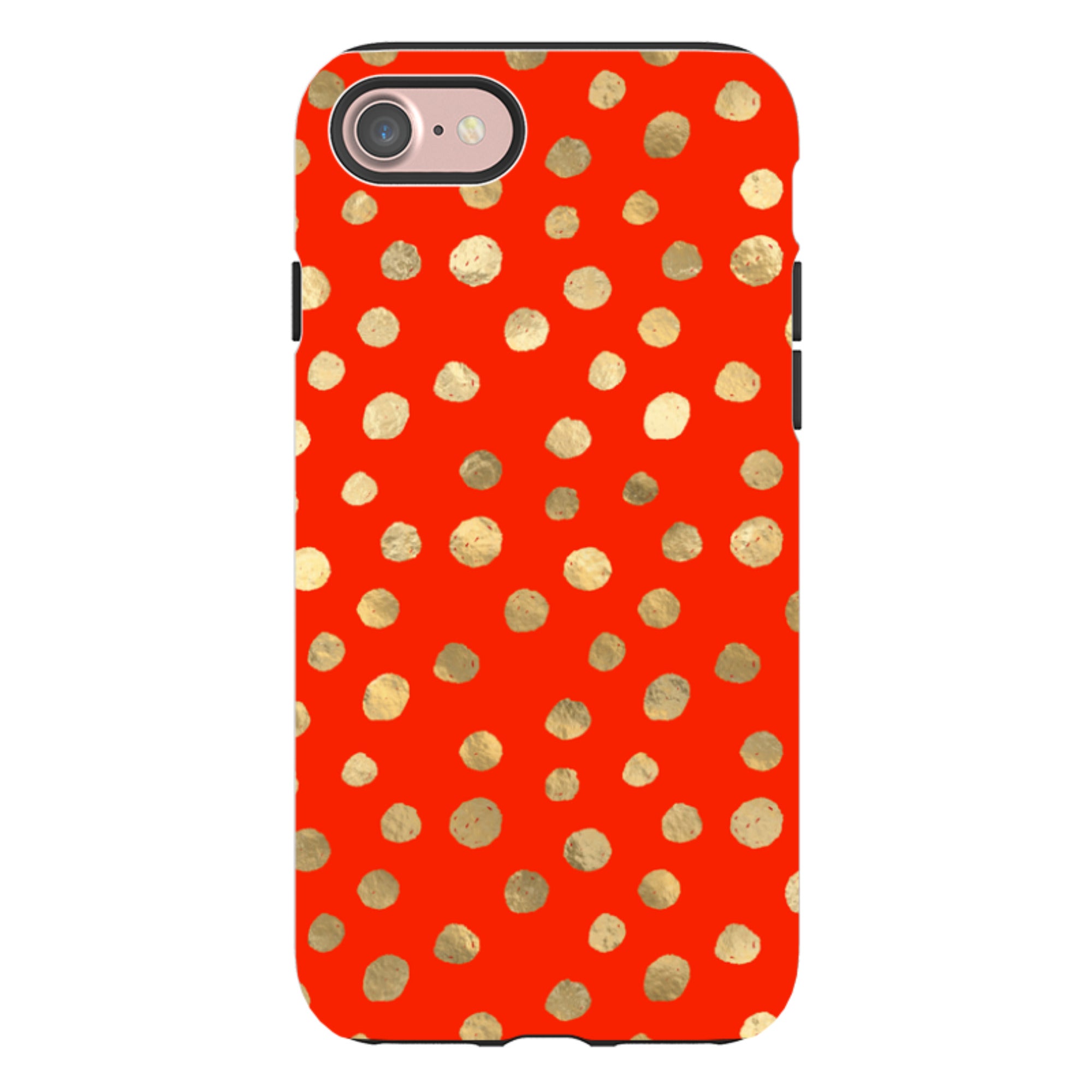 iPhone Tough Case - Red and Golden Dots