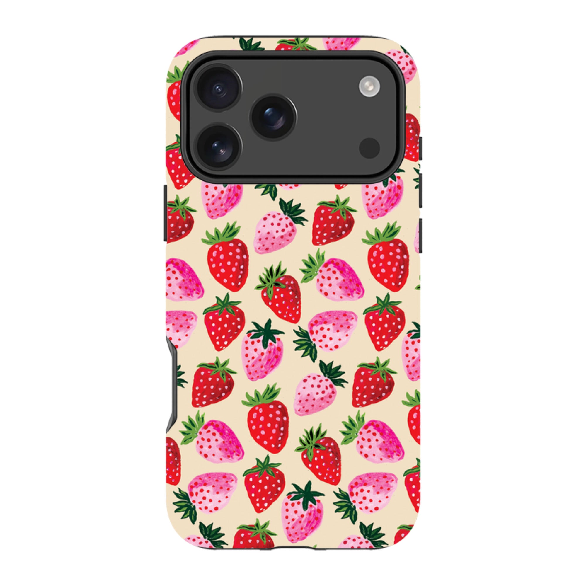 iPhone Tough Case - Strawberry Scatter Cream By Emma Frances Grant