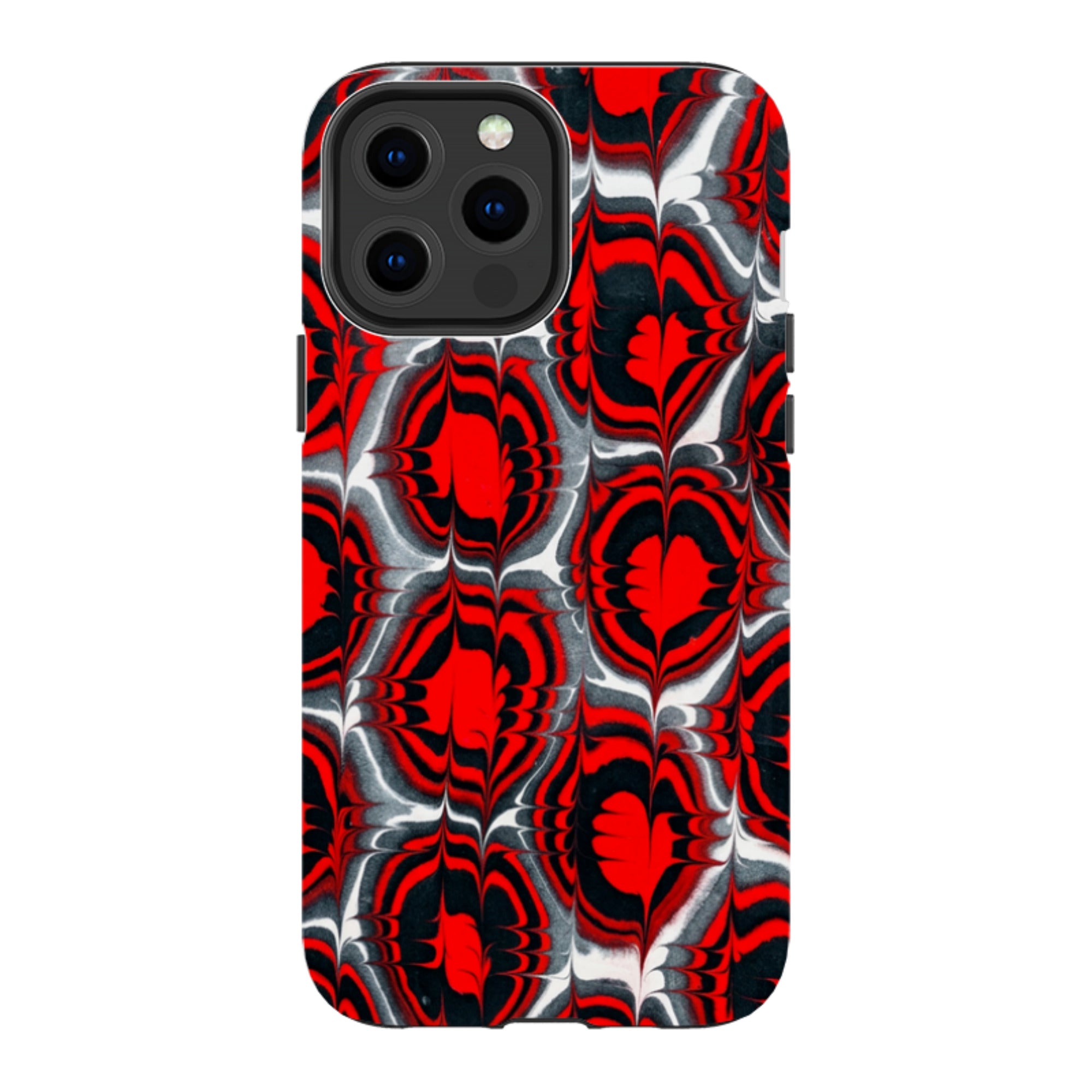 iPhone Tough Case - Red & Black Marble