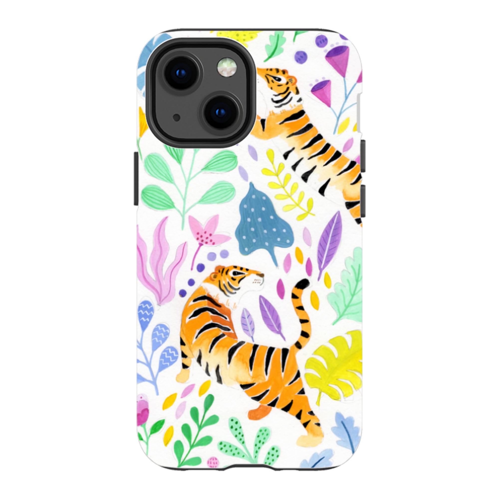 iPhone Tough Case - Tigers And Flowers By Bex Parkin