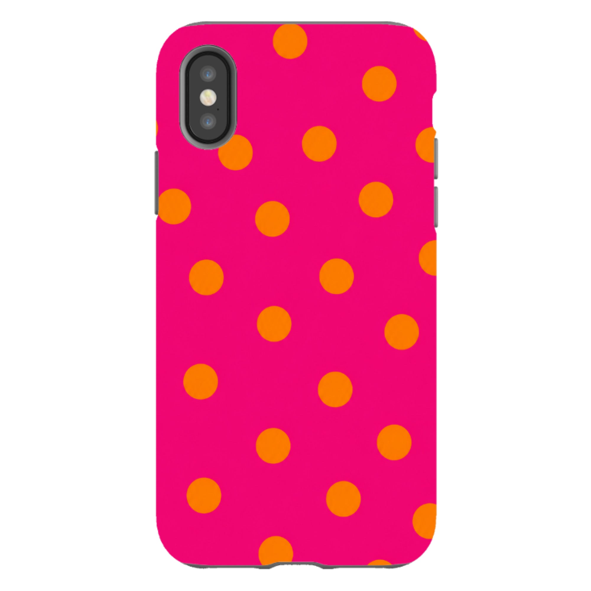 iPhone Tough Case - Hot Pink & Orange Polka Dot