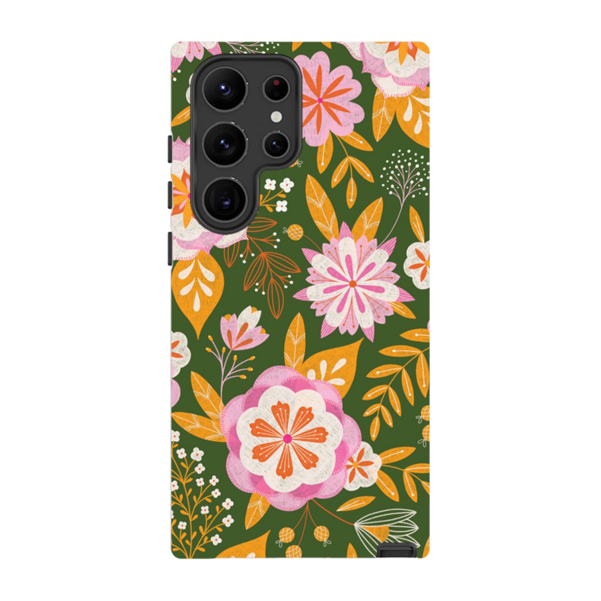 Samsung Tough Case - Big Bold Blooms Green By Jenny Zemanek