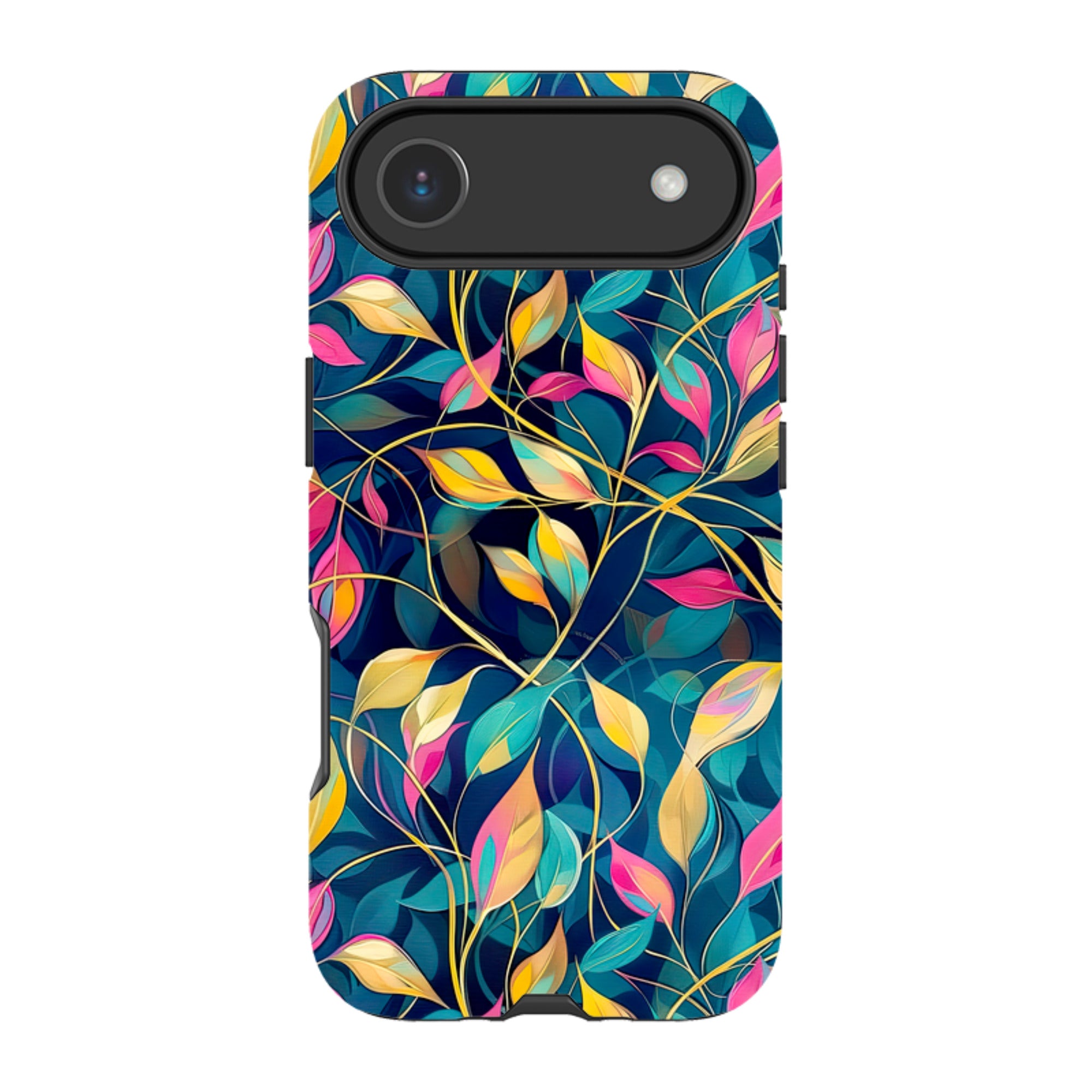 iPhone Case - Pink and Teal Leaves