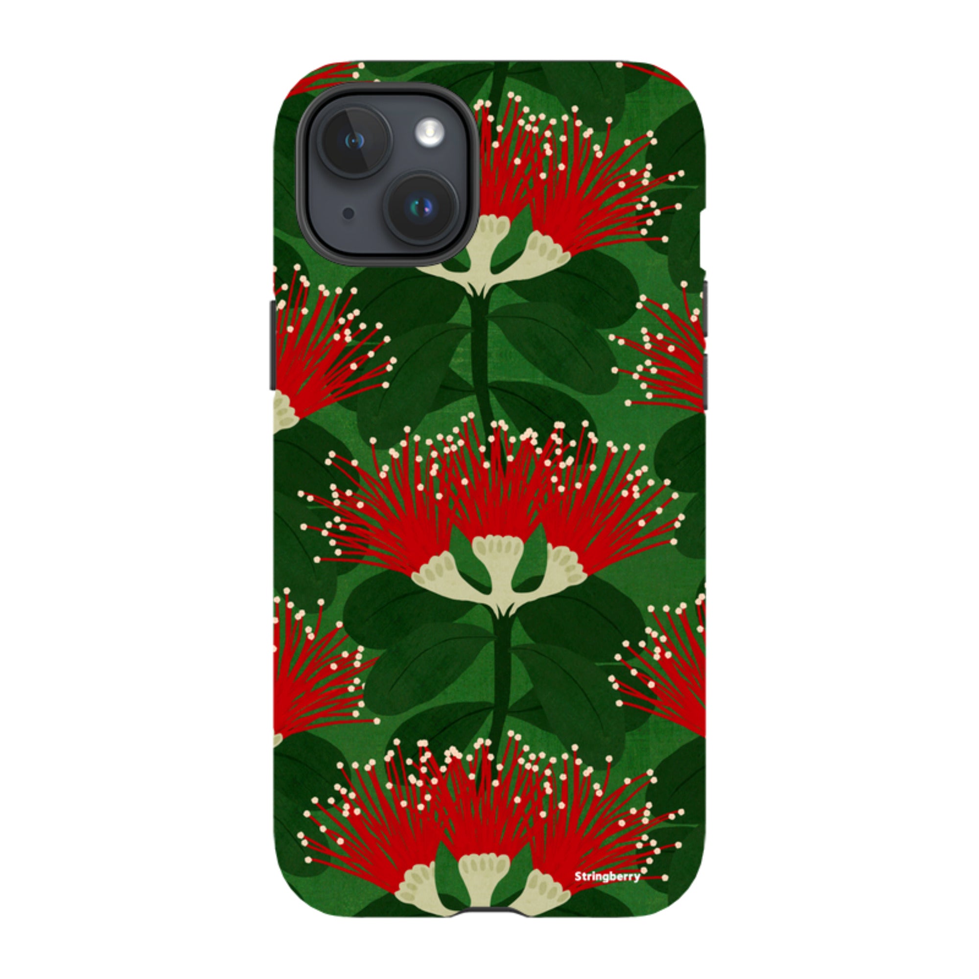 iPhone MagSafe Tough Case - Pohutukawa Green and Red By Katherine Quinn