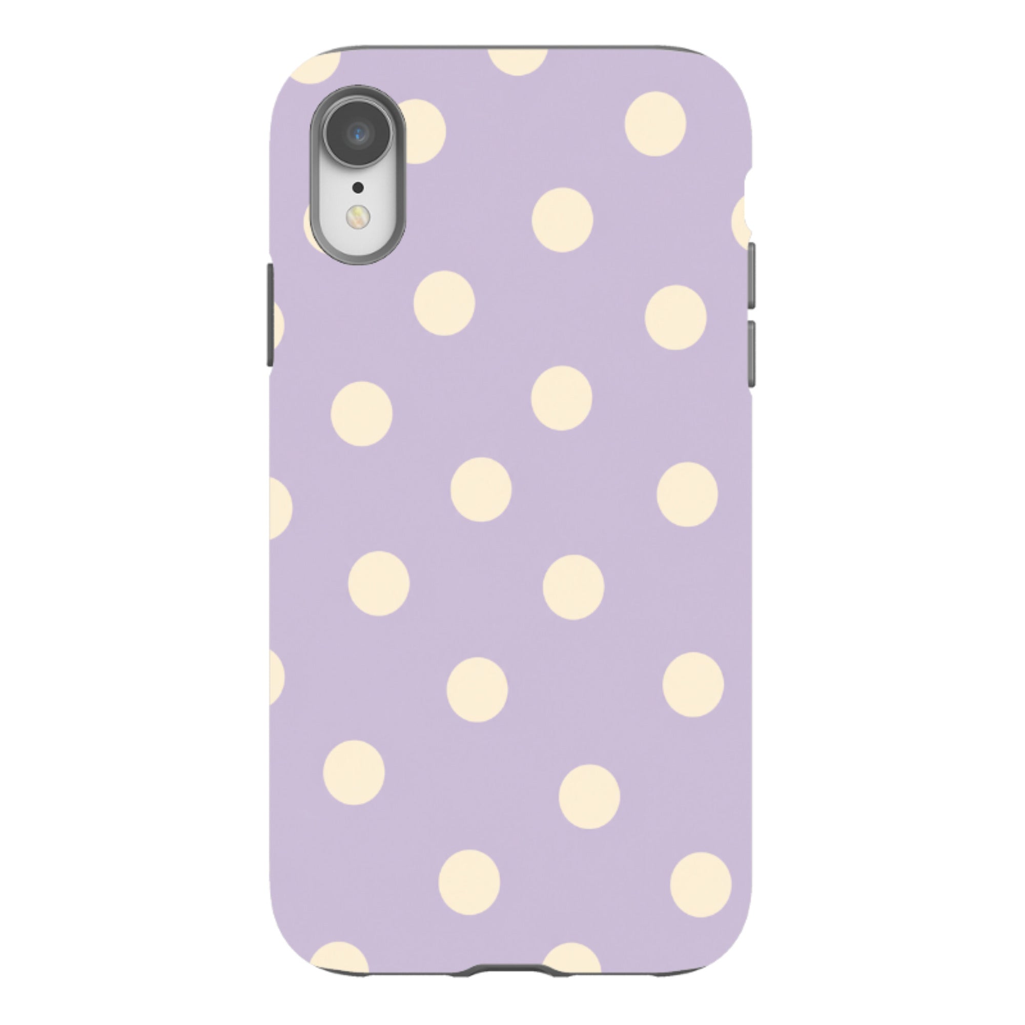 iPhone Tough Case - Pastel Purple & Cream Polka Dot